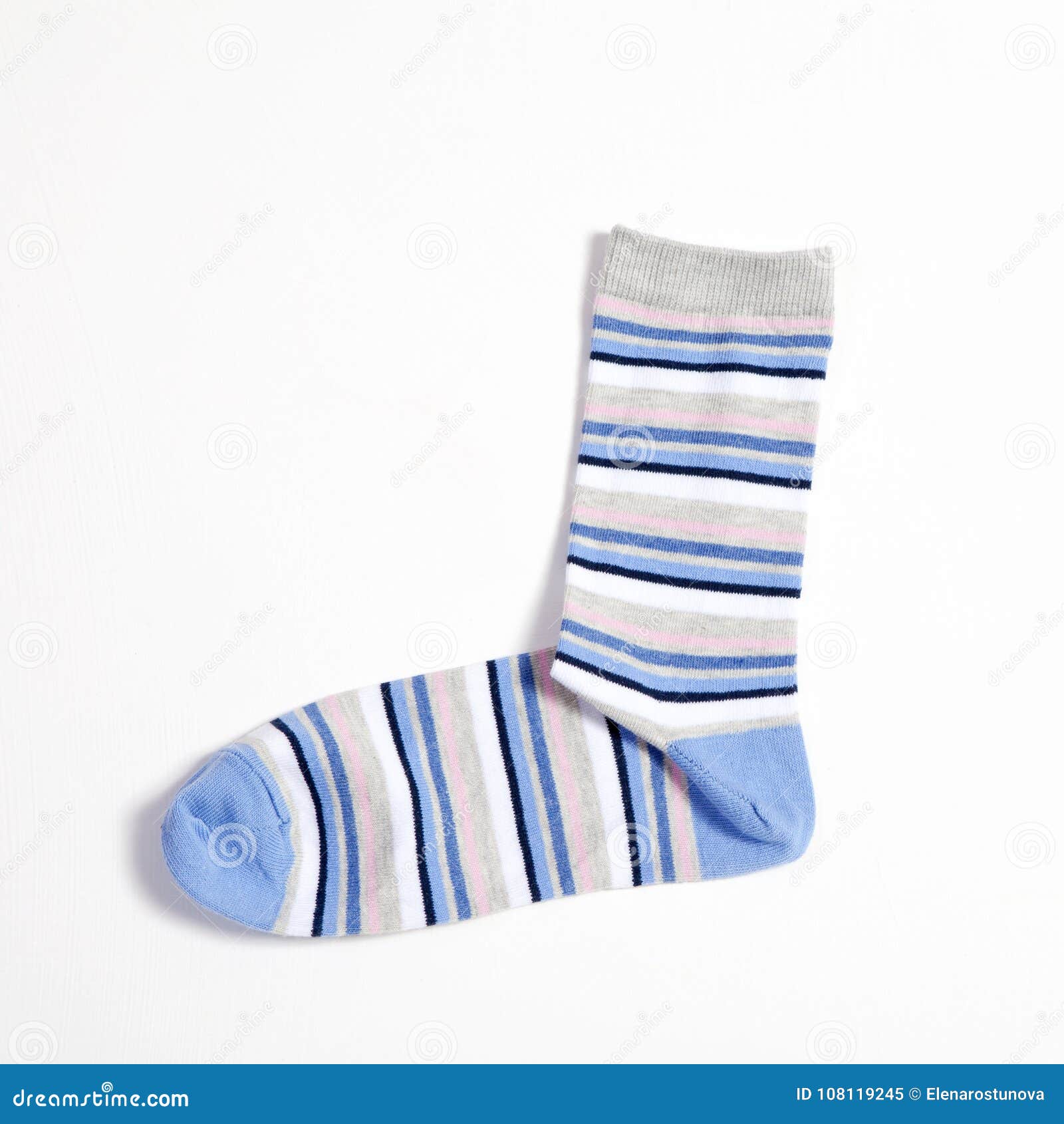 Blue Striped Socks on White Background Stock Image - Image of colored ...