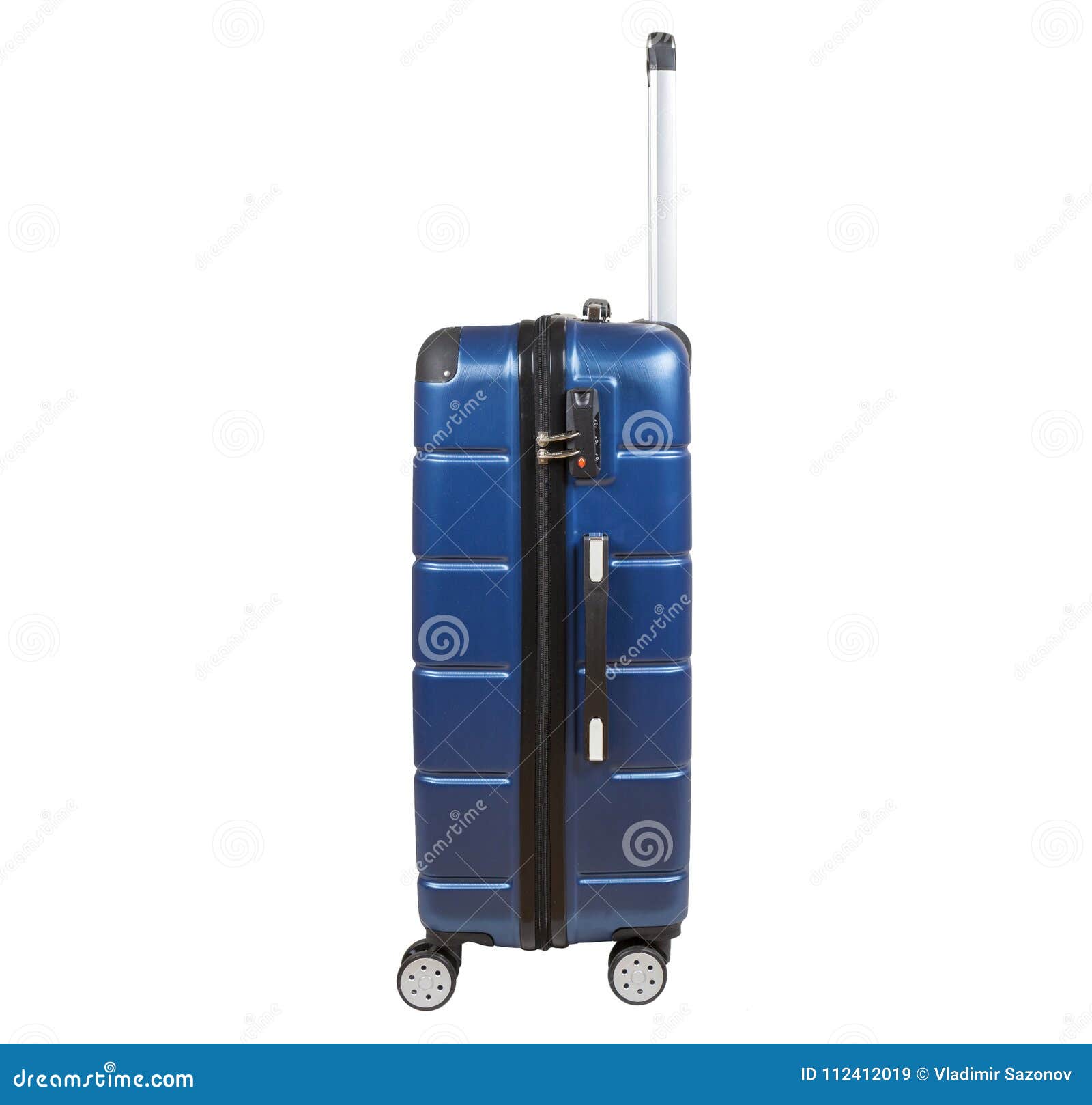 Blue Suitcase Isolated on White Background. Stock Image - Image of ...