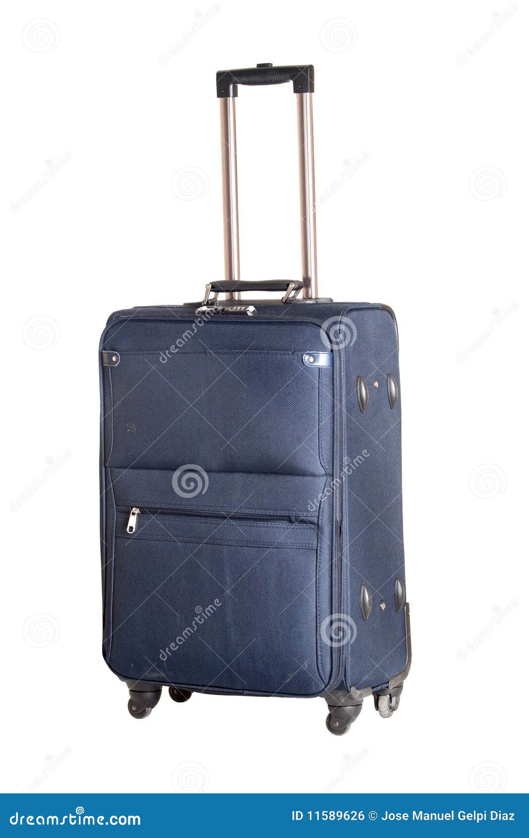 Blue suitcase with wheels stock photo. Image of elegance - 11589626