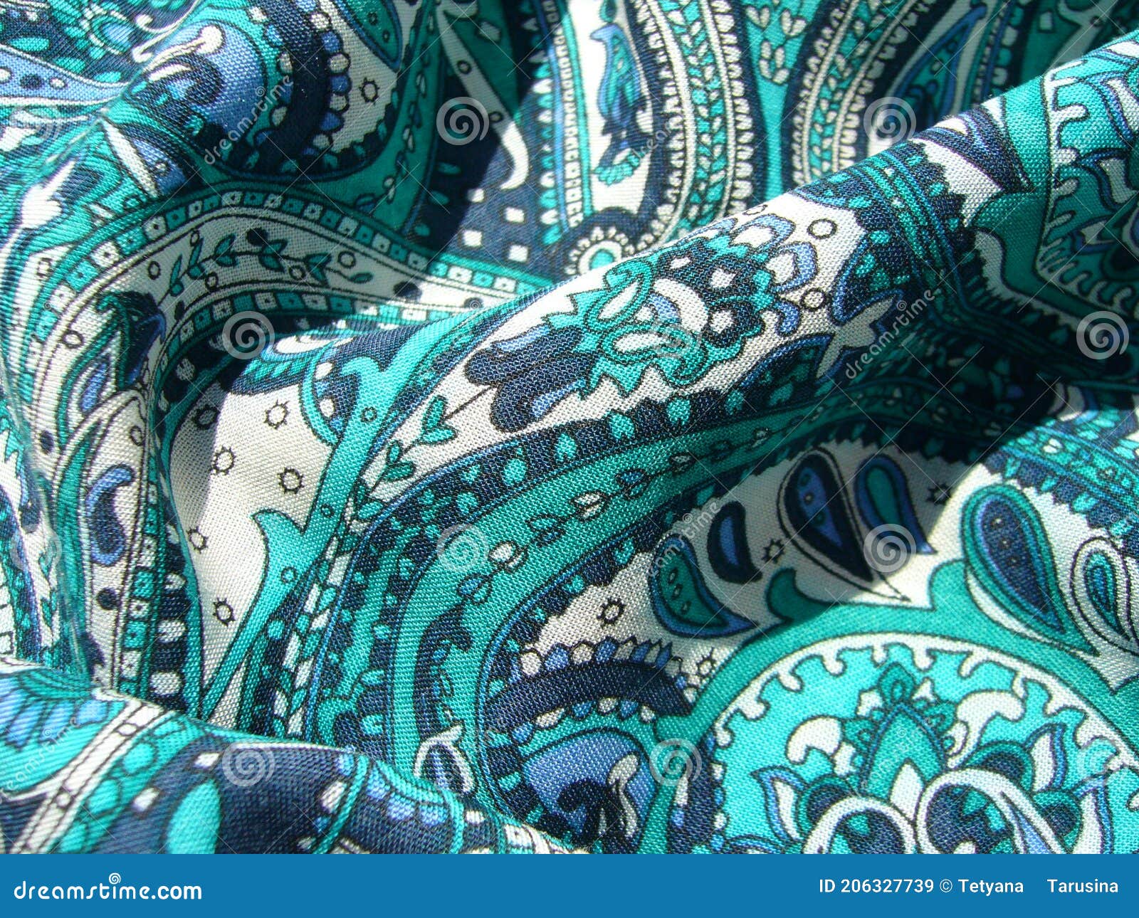 Blue Summer Fabric with an Ornament. Stock Image Image of circle