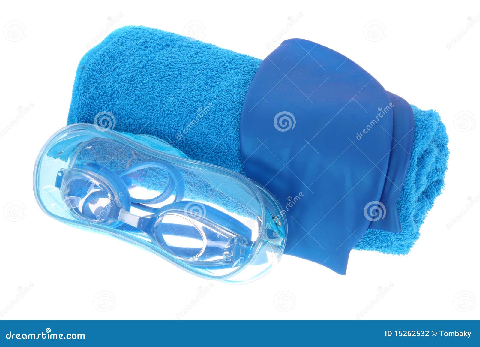 Blue swimming accessories stock photo. Image of relax 15262532