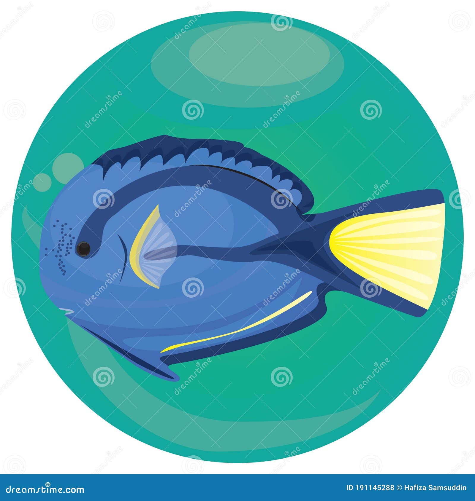 Blue Tang Fish. Vector Illustration Decorative Design Stock Vector