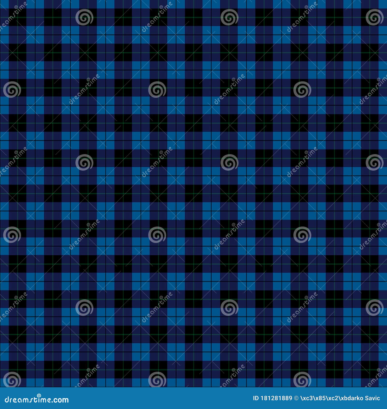 Blue Tartan Carpet Seamless Pattern Design Stock Vector Illustration