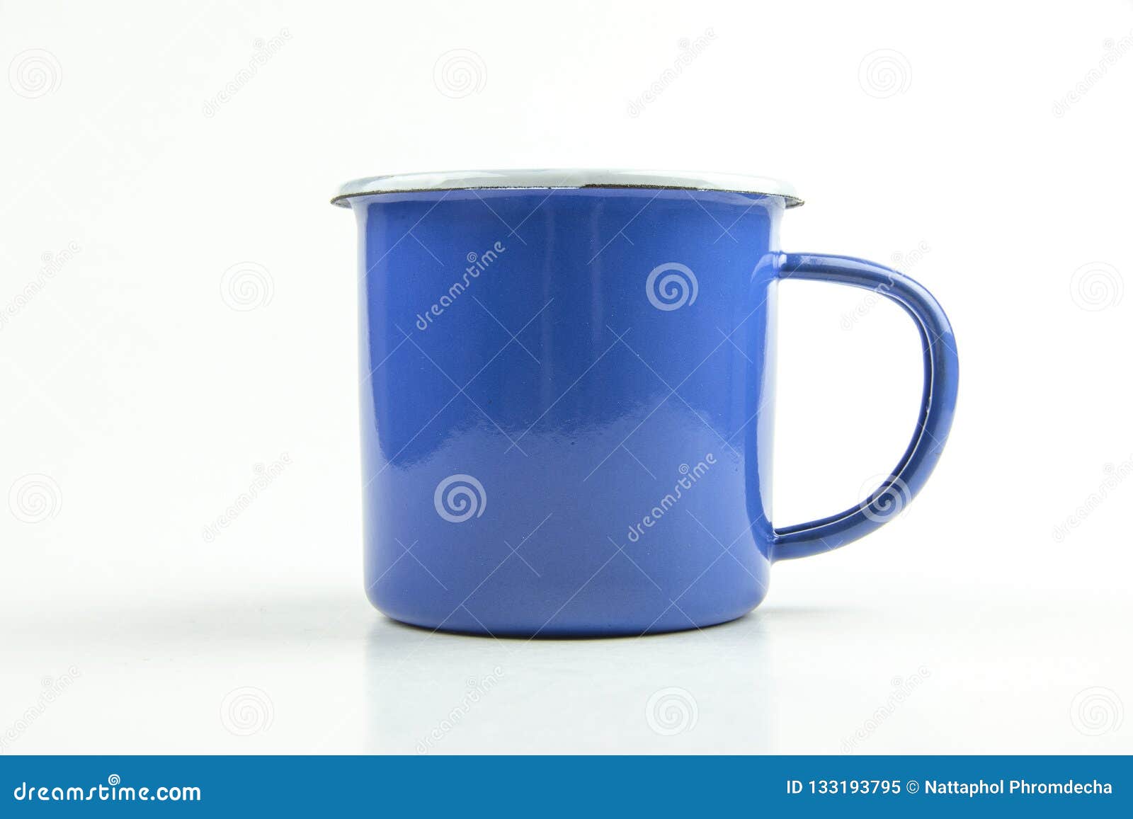 Blue Tin Cup Isolate On White Background. Stock Image Image of enamel