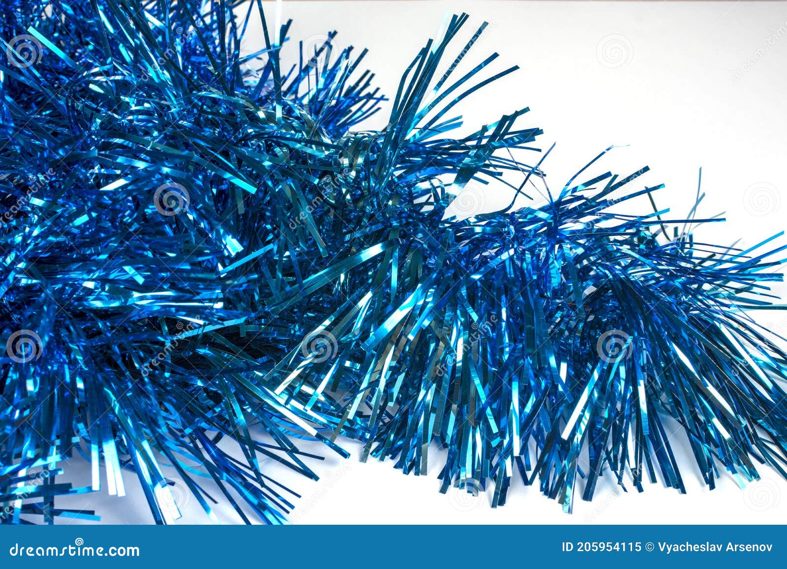 Blue Tinsel Sample Real Size Stock Image Image of ornament, happiness 205954115