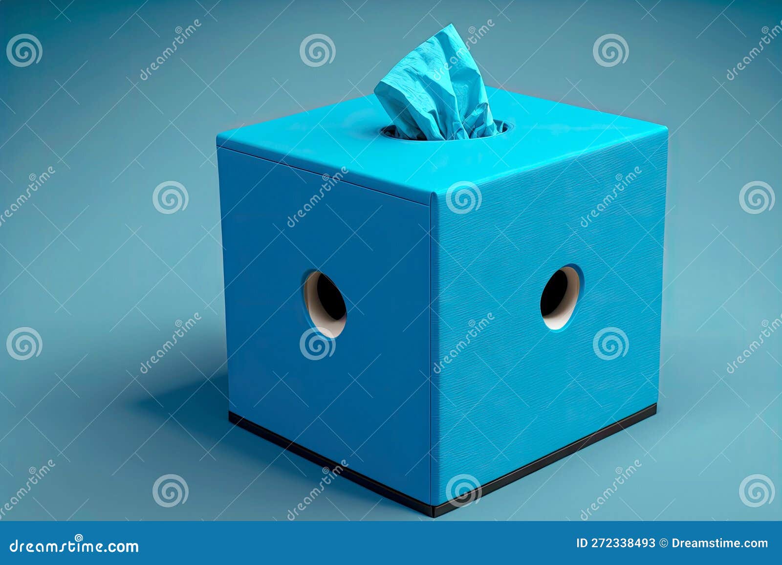 Blue Tissue Box with Blue Napkin on Blue Background Stock Illustration