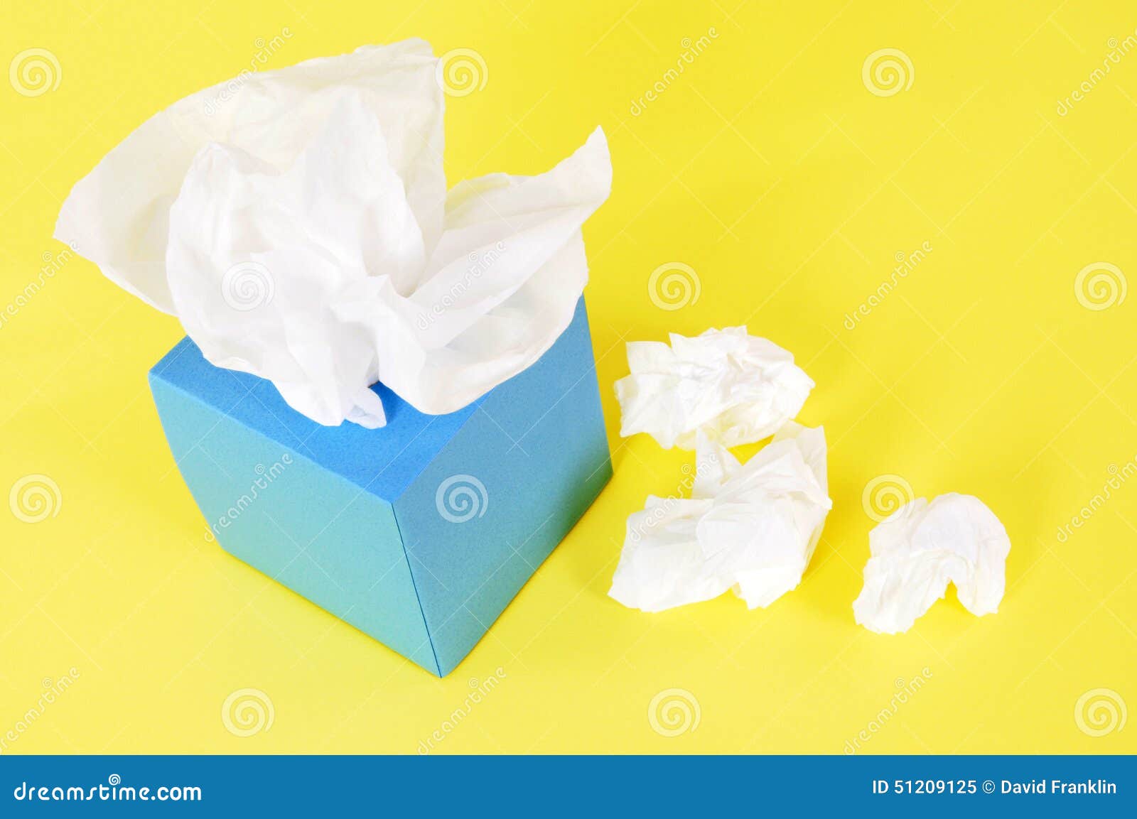 Kleenex Style Tissue Box, Yellow Background, Copy Space Stock Image