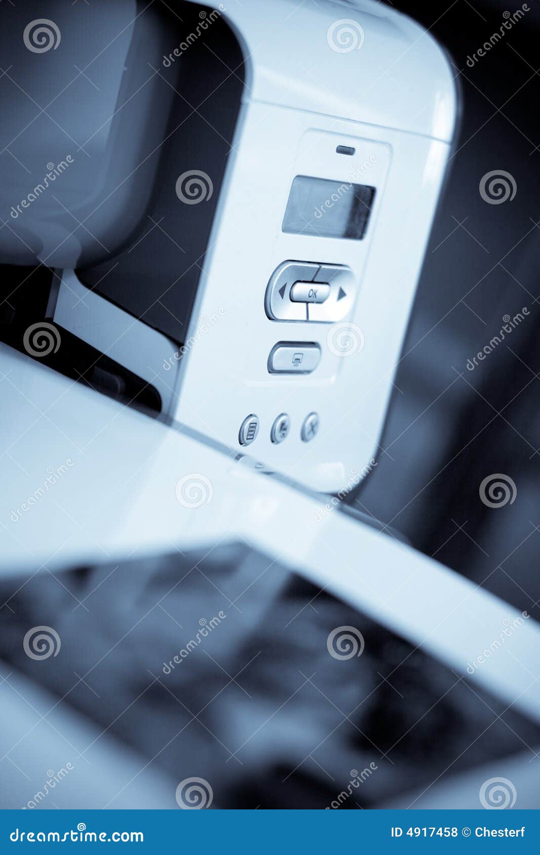 Blue toned ink jet printer stock photo. Image of fine 4917458