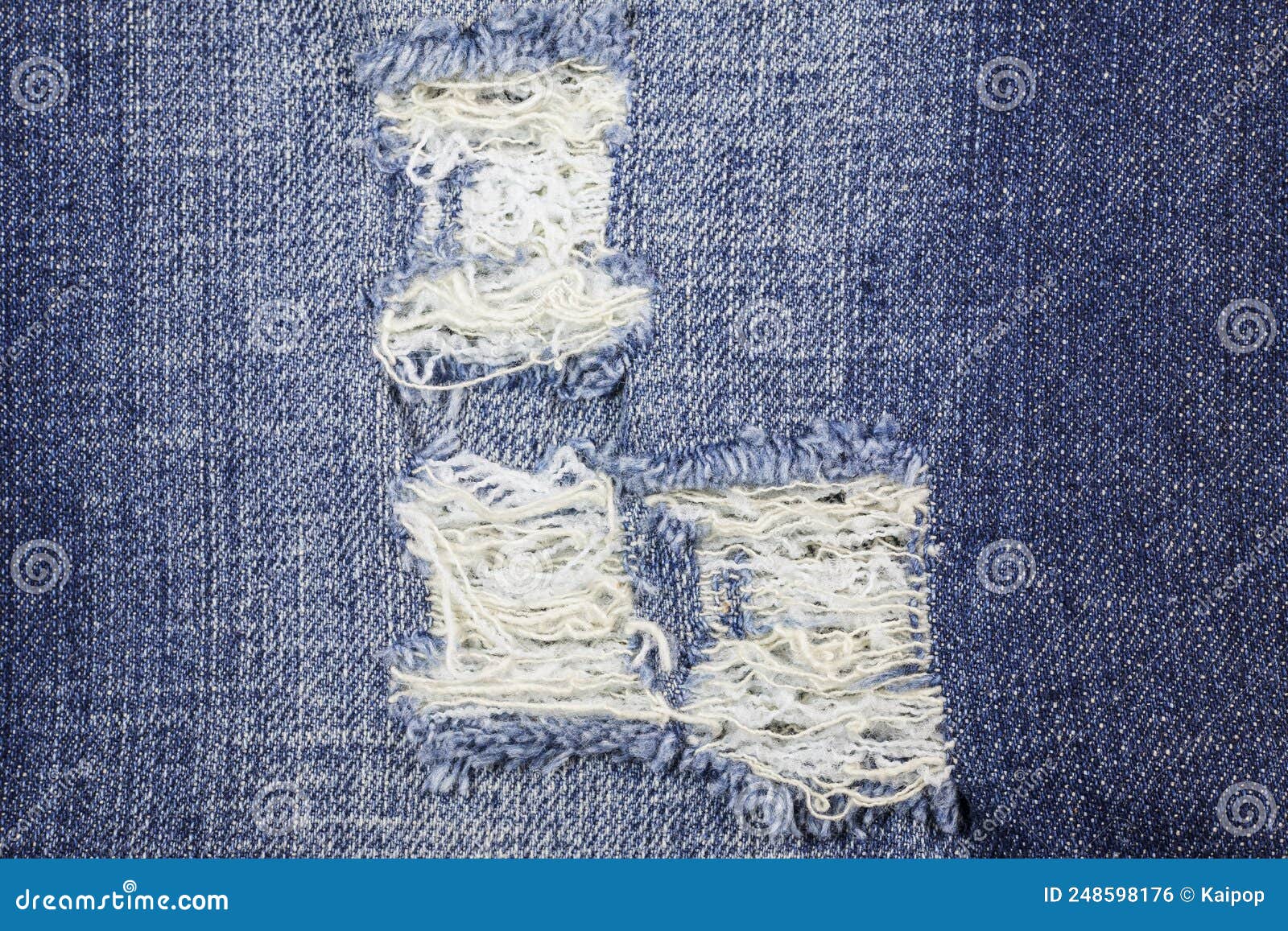 Blue Torn Denim Jeans Texture Stock Photo - Image of border, blank ...