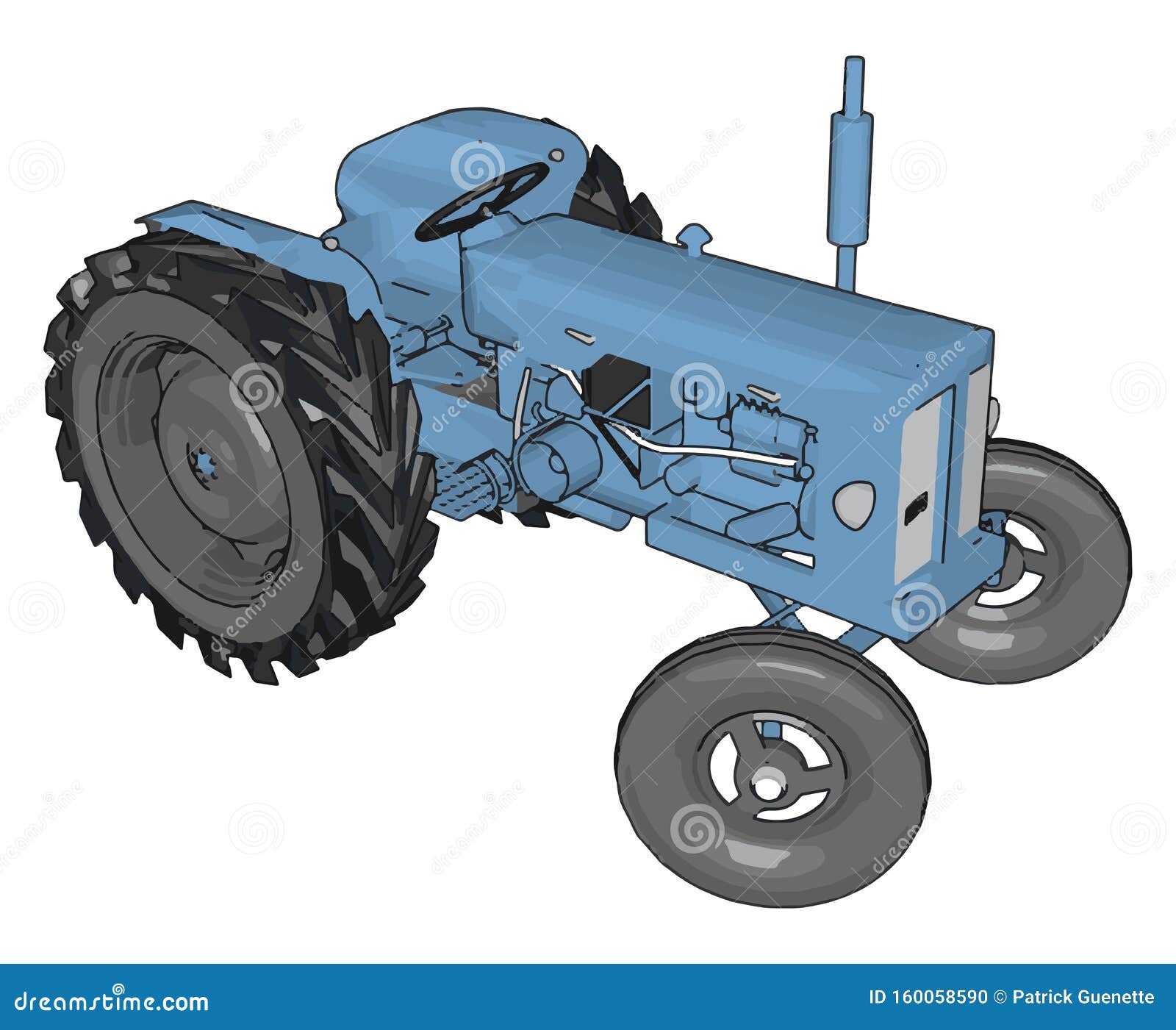 Blue Tractor Vector Illustration Stock Vector - Illustration of power