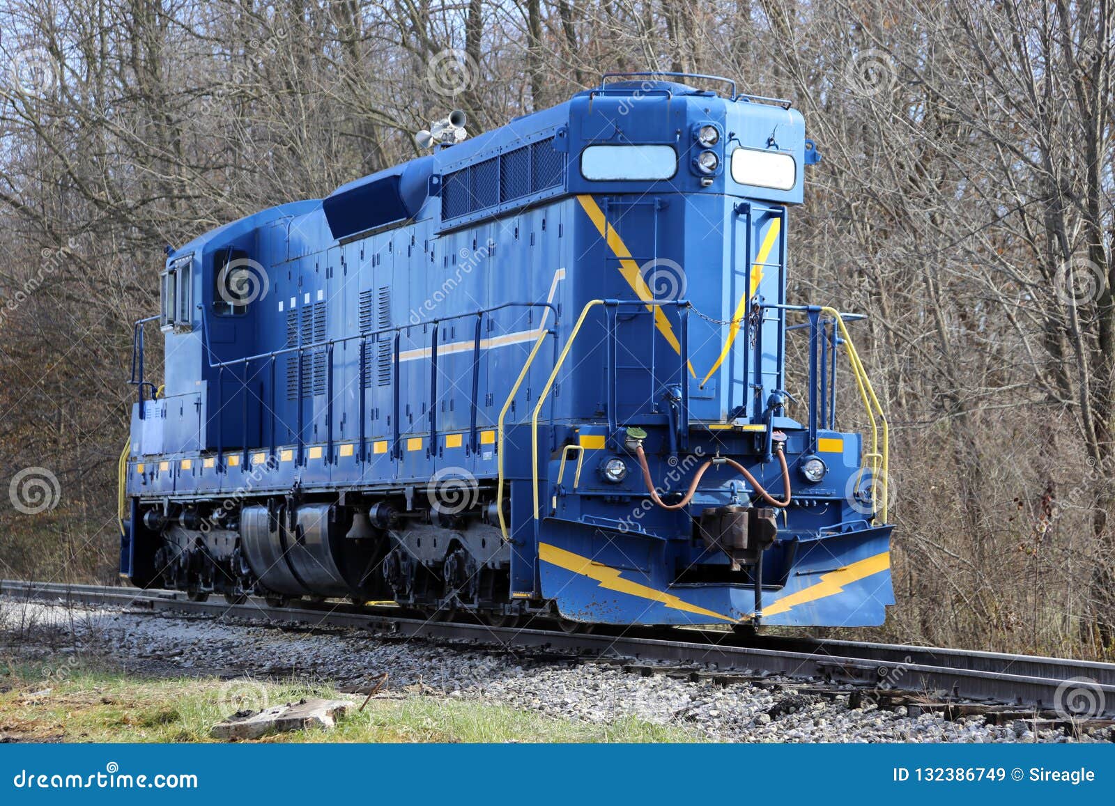 Blue Train Engine stock image. Image of railroad, powerful 132386749