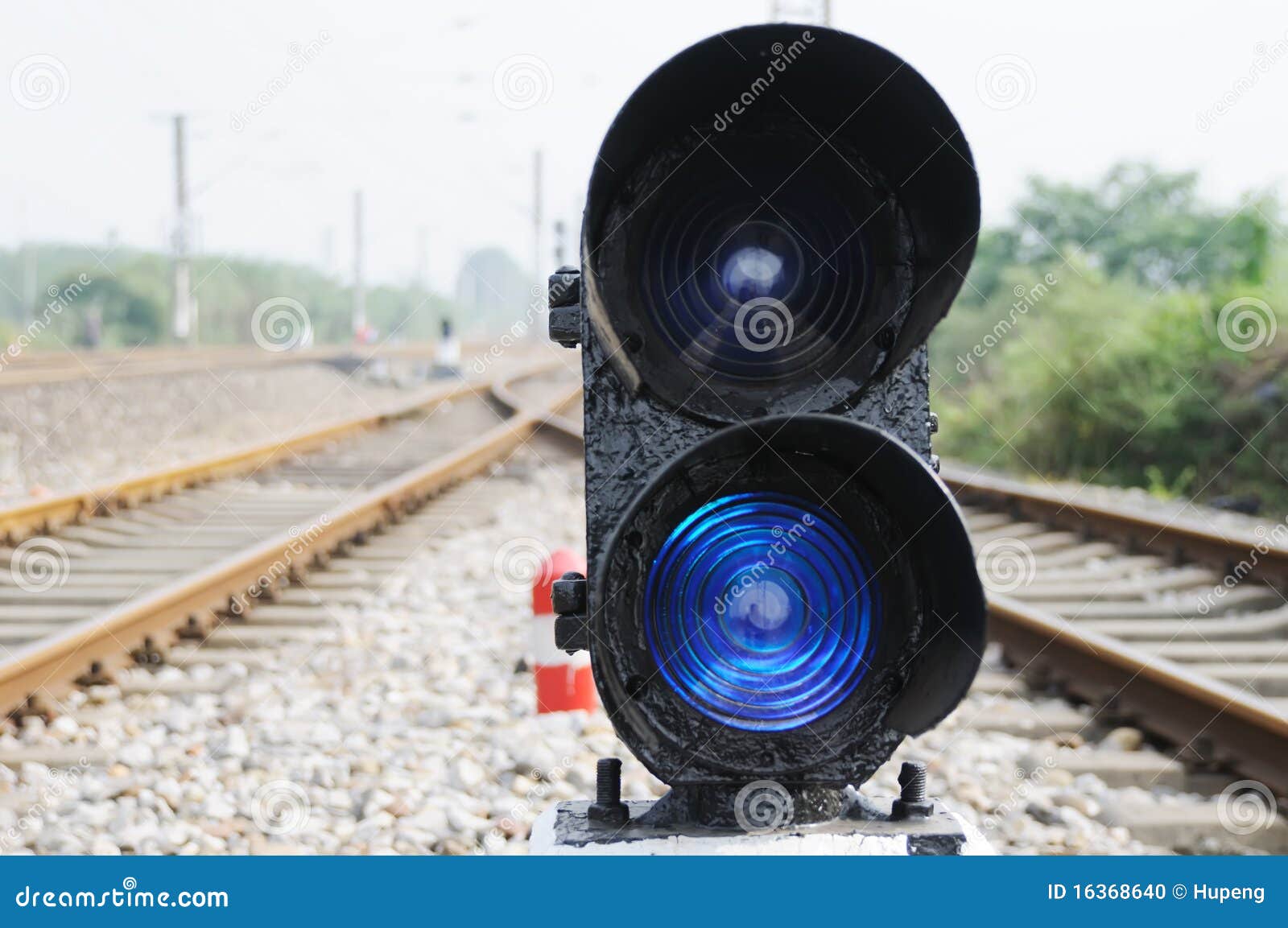 Blue train signal stock photo. Image of flash, cross 16368640