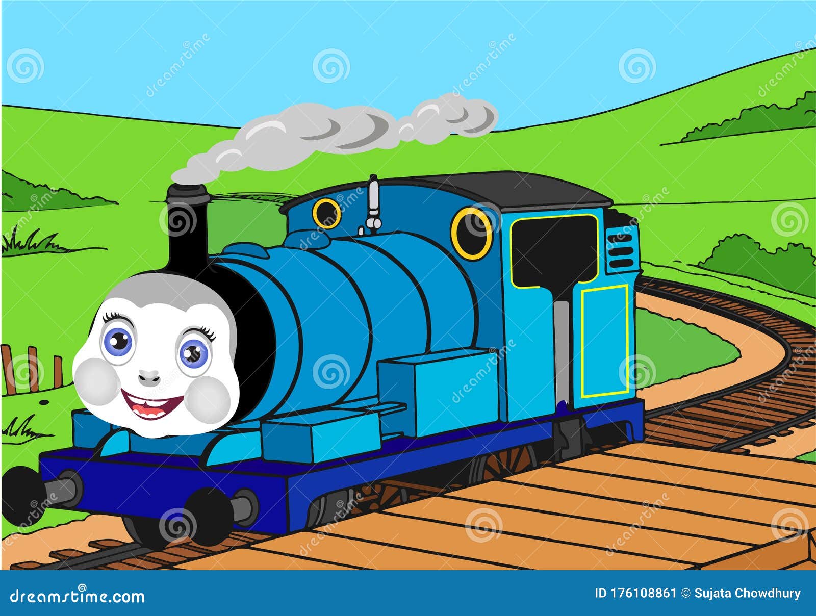 Blue Train Vector Illustration. Cartoon Train with Nature Scenario. Stock Vector - Illustration of game, public: 176108861 Blue Train Vector Illustration. Cartoon Train with Nature Scenario. Stock Vector - Illustration of game, public: 176108861