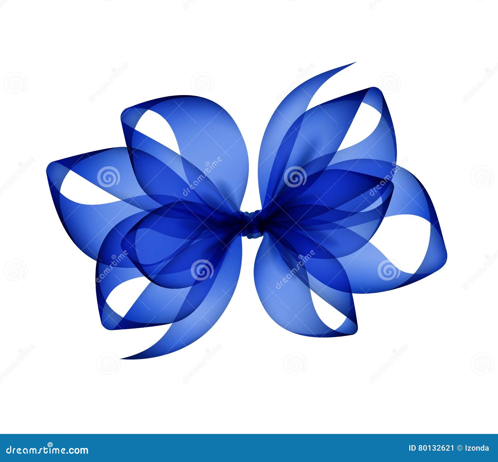 Blue Transparent Bow Isolated On White Background Stock Vector