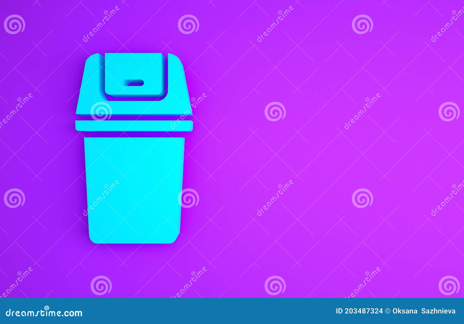 Blue Trash Can Icon Isolated on Purple Background. Garbage Bin Sign ...