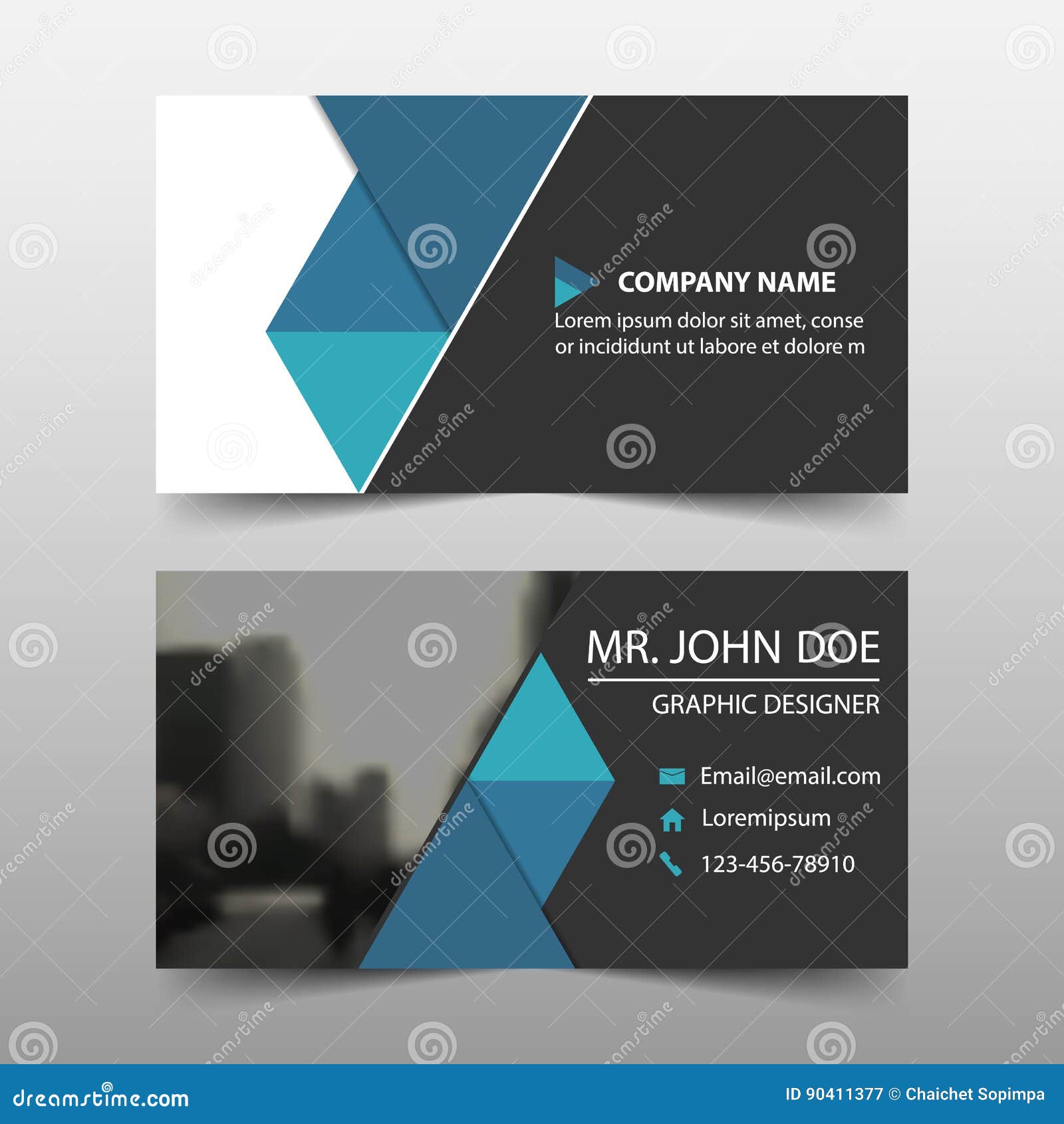 blue triangle corporate business card name card template