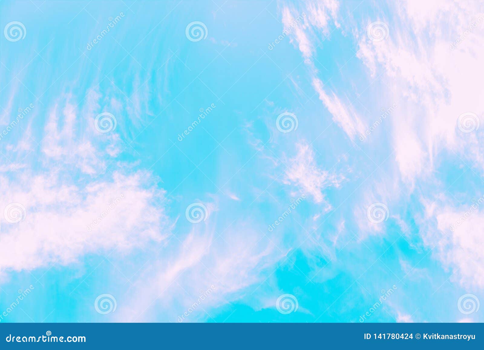 blue turquoise sky with cirro cumulus clouds. sky background