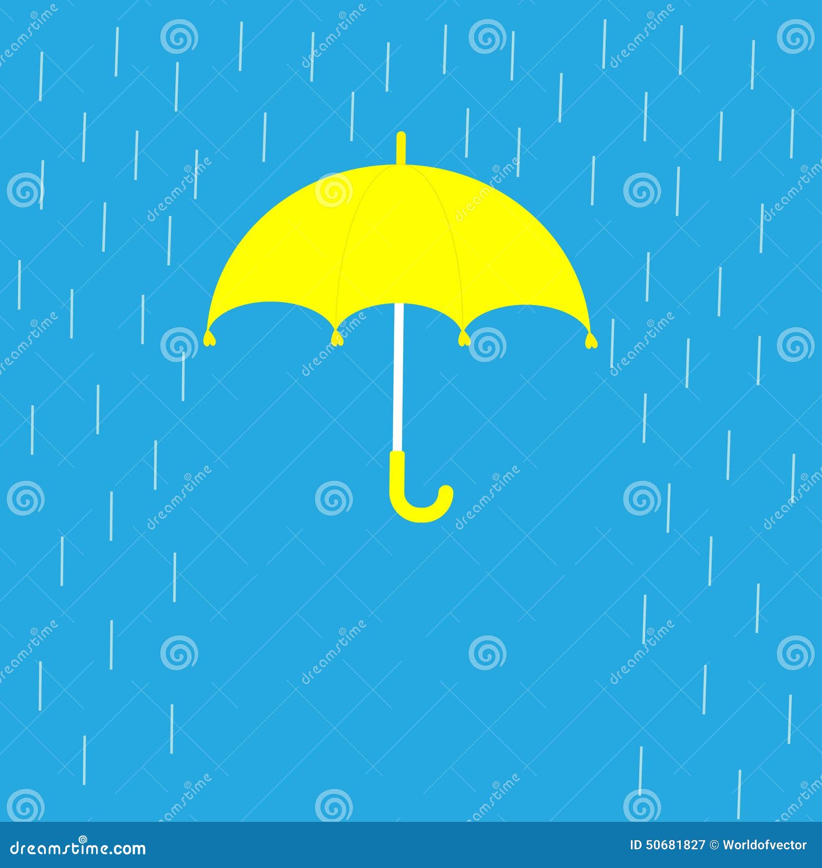 Blue Umbrella and Rain Lines. Template Stock Vector Illustration of