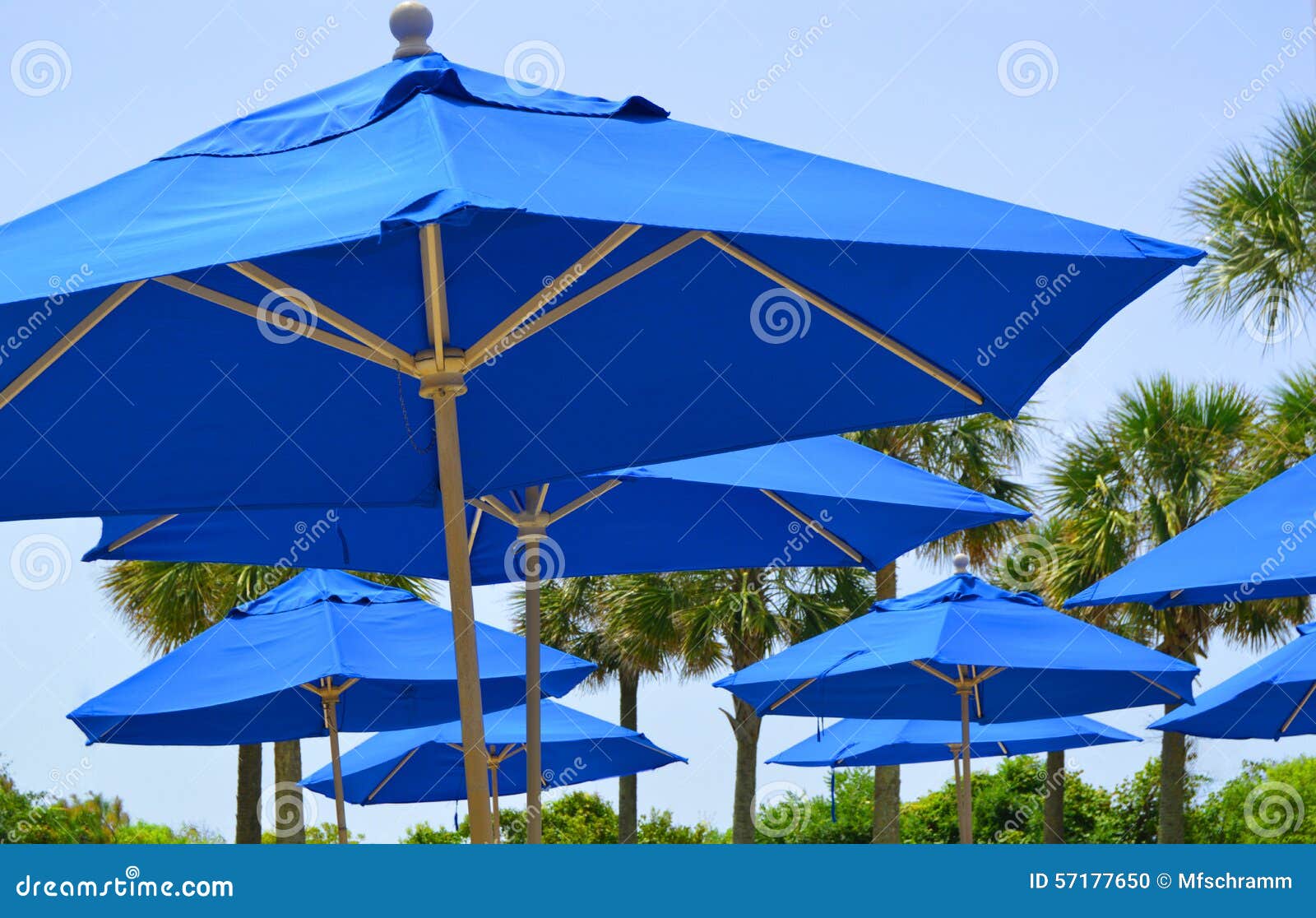 Blue Umbrellas stock photo. Image of rain, resort, shade 57177650