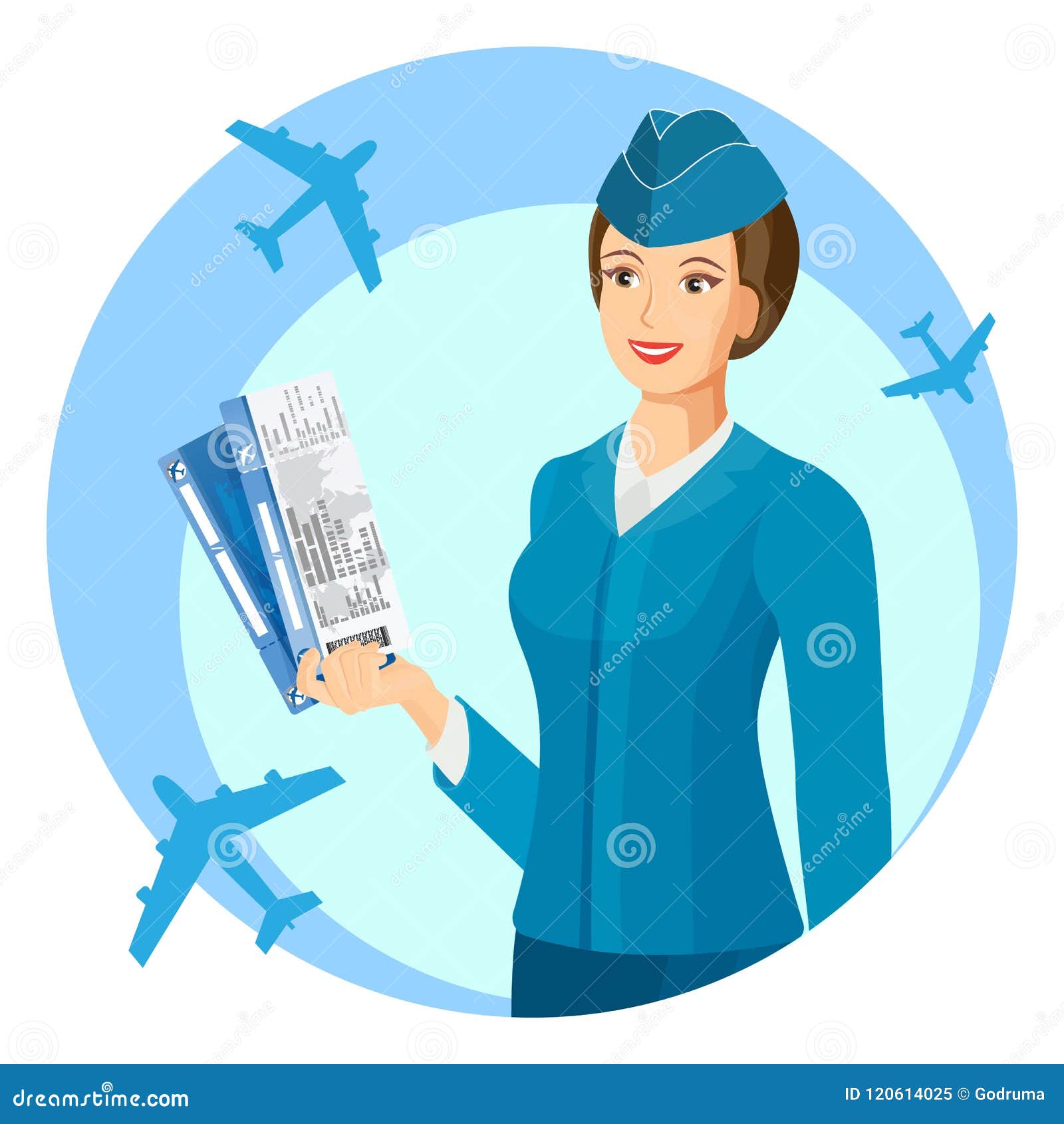 Smiling Stewardess With Air Passage In Hands Promo Poster