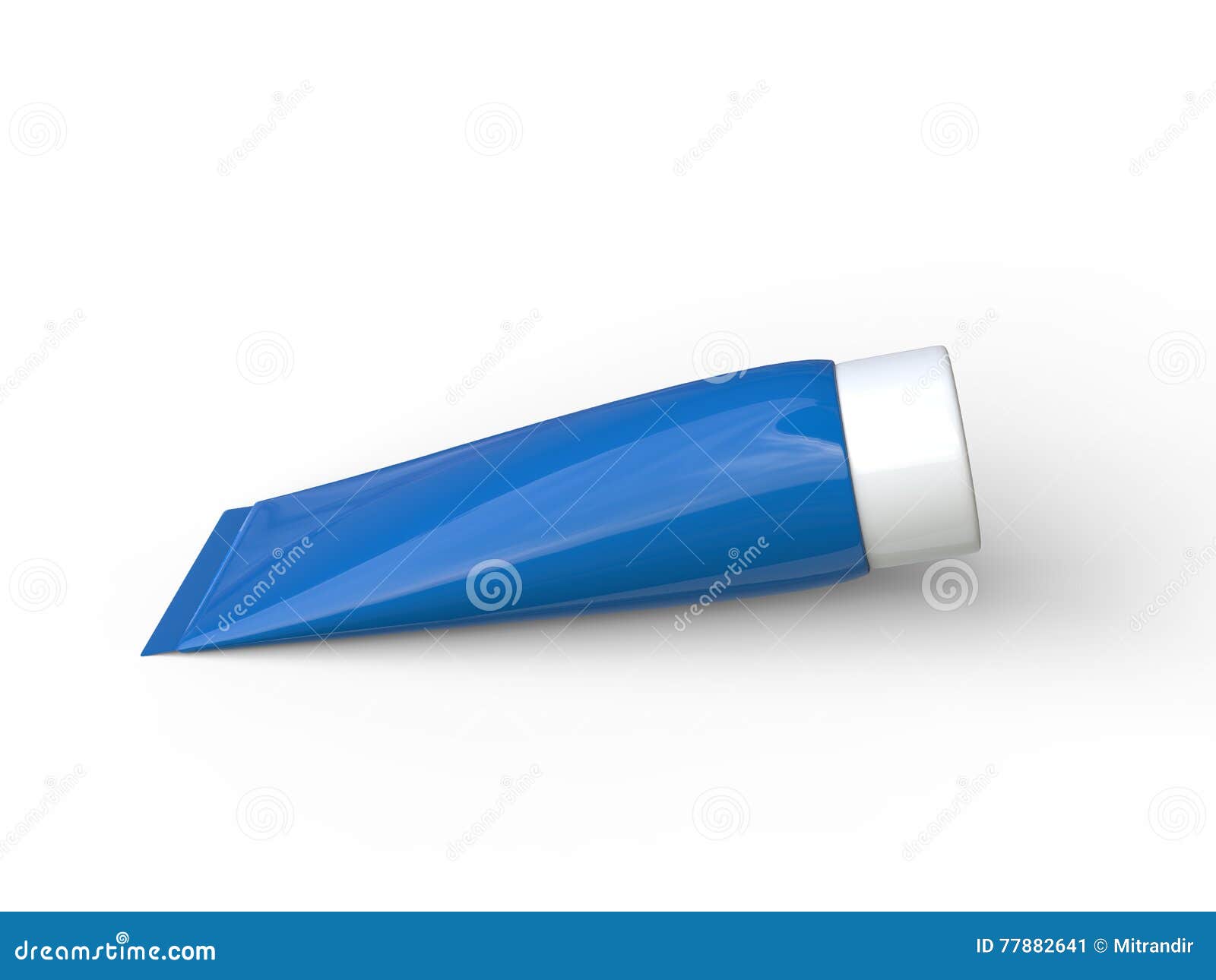 Blue Unlabled Plastic Tube with White Cap Toothpaste Stock