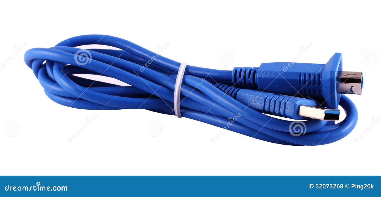 Blue USB cable stock photo. Image of wire, data, network 32073268