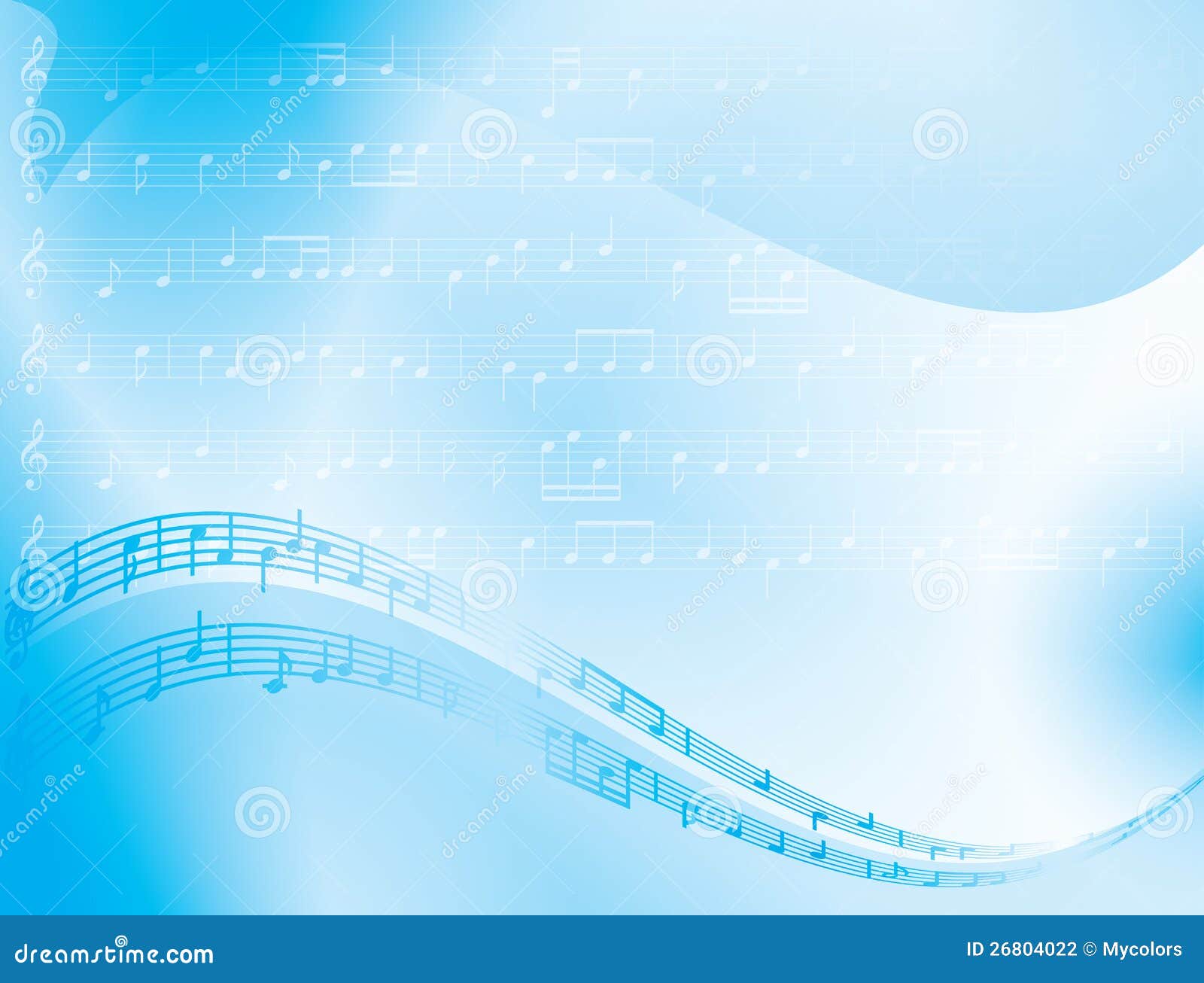 Blue Vector Abstract Background Music Notes Stock Vector Image