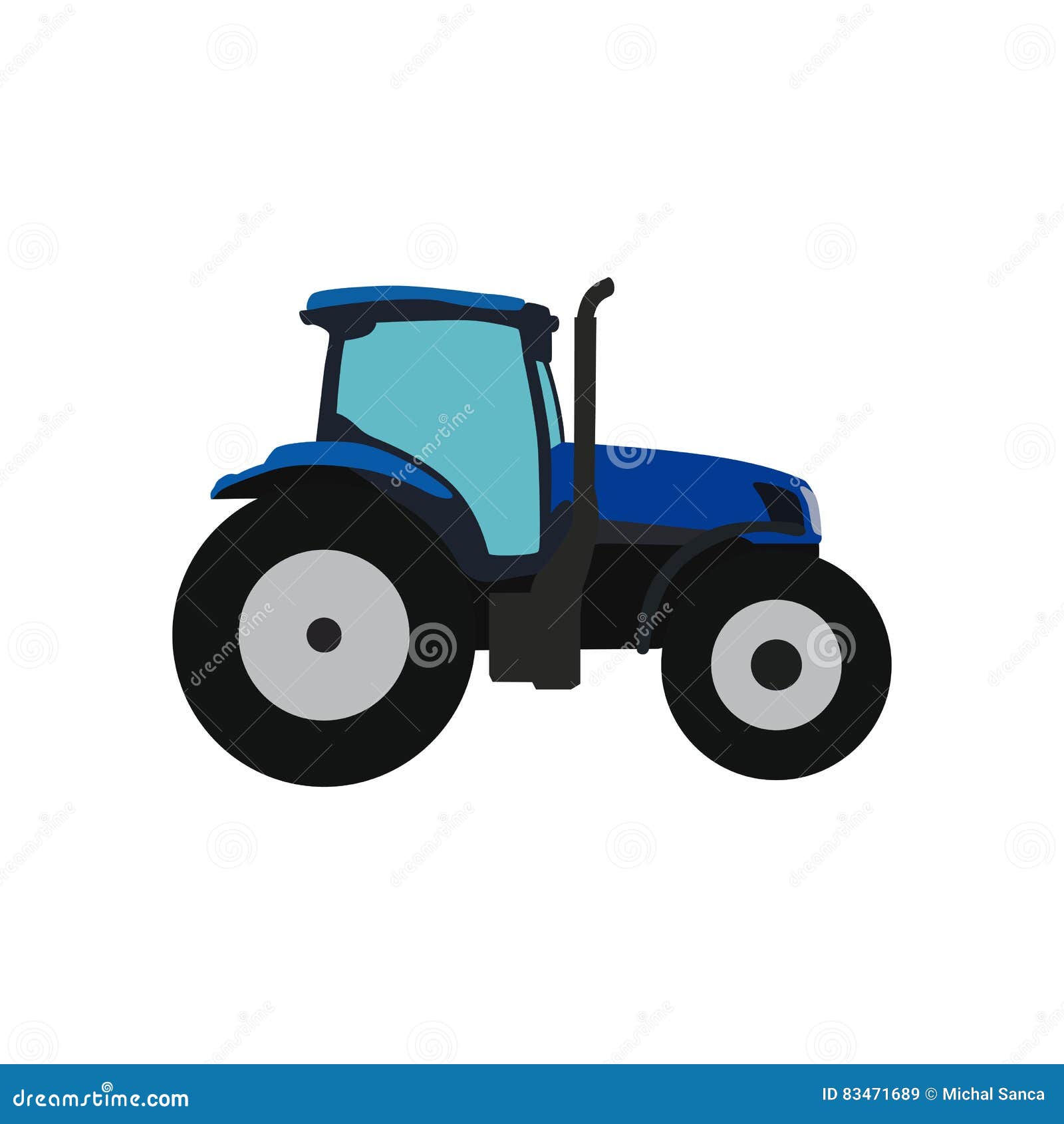 Blue Vector Tractor. Isolated Illustration Stock Vector Illustration