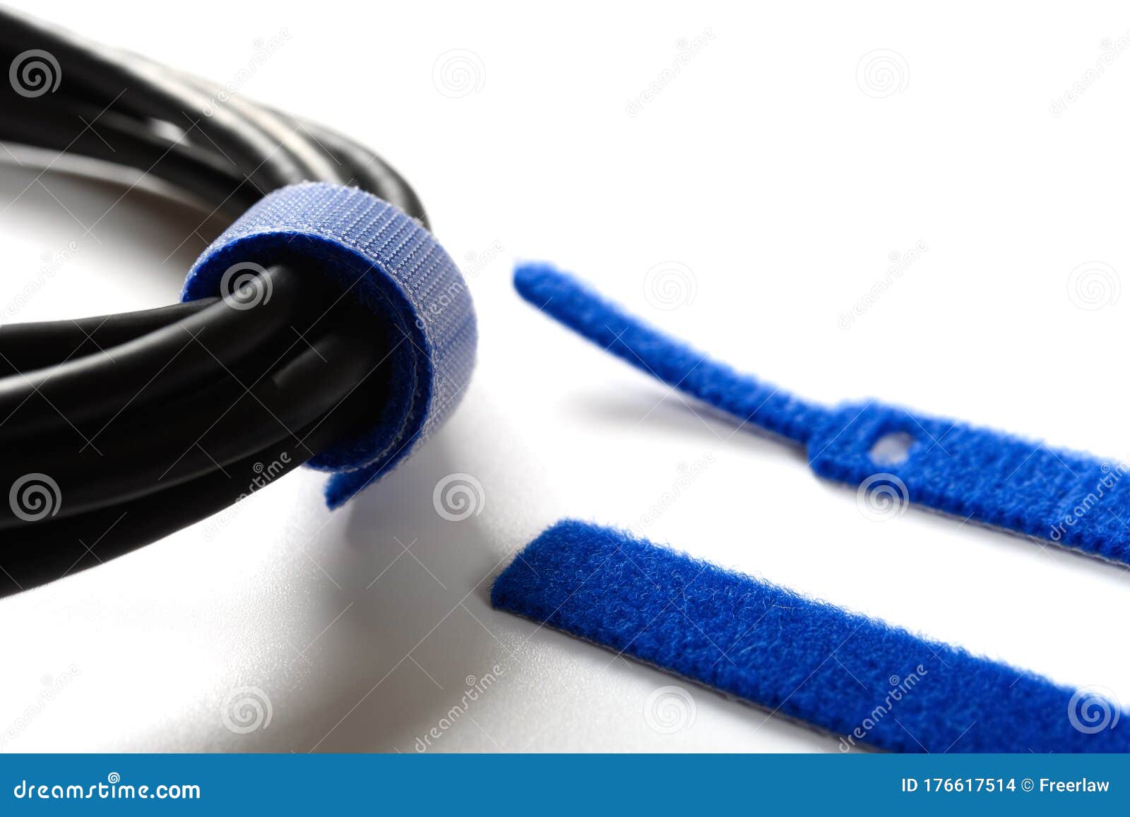 Blue velcro cable tie stock photo. Image of attach, strap 176617514