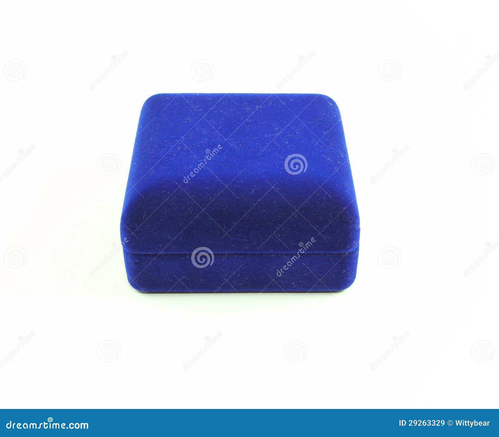 Blue Velvet Box on White Background Stock Image Image of container