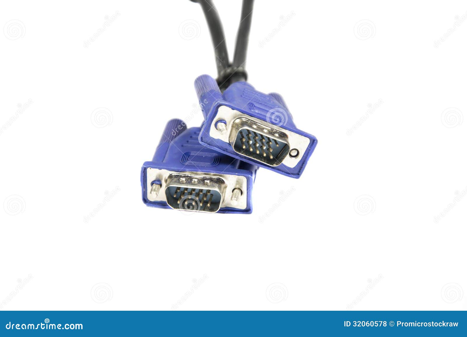 Blue VGA cables stock photo. Image of data, cable, electronic 32060578