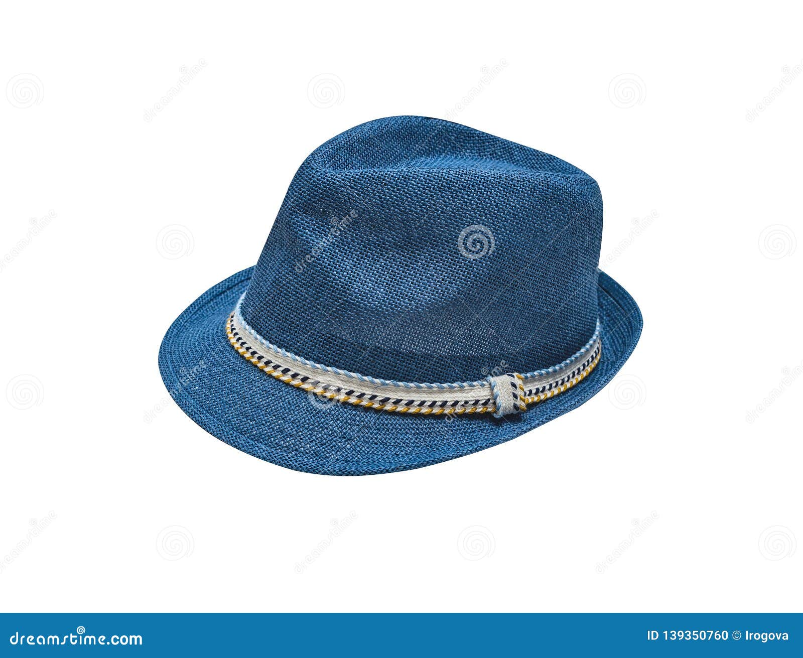 blue vintage straw children hat fasion