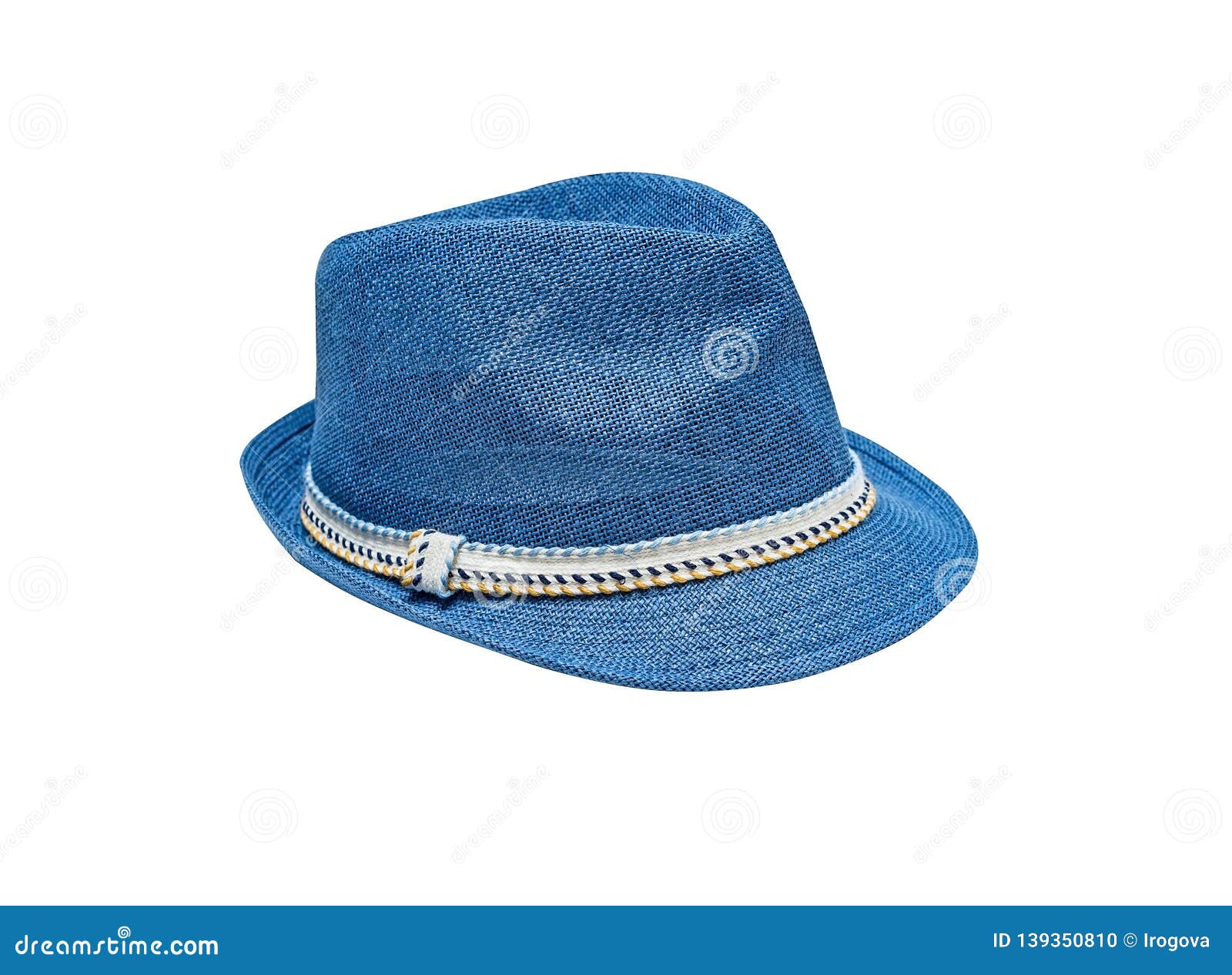 blue vintage straw children hat fasion