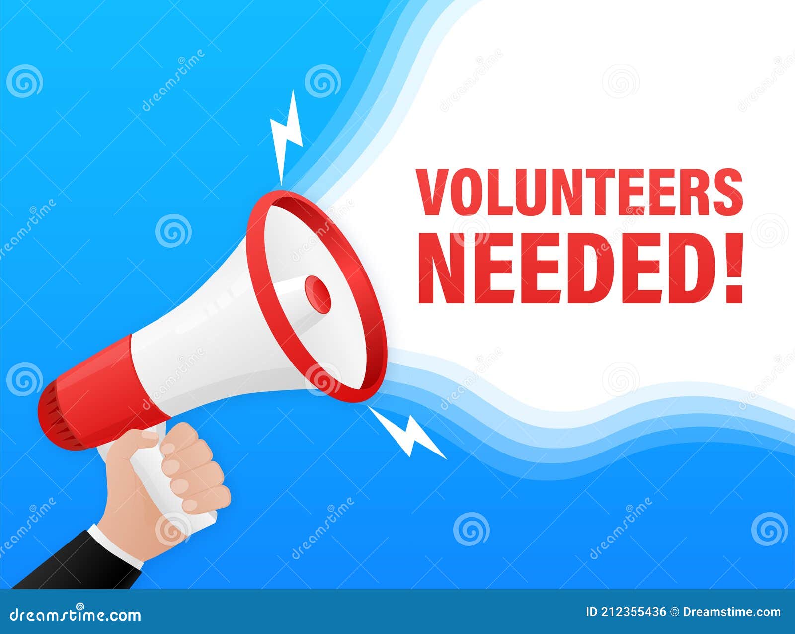 Blue Volunteers Needed Megaphone on White Background for Flyer In Volunteers Needed Flyer Template