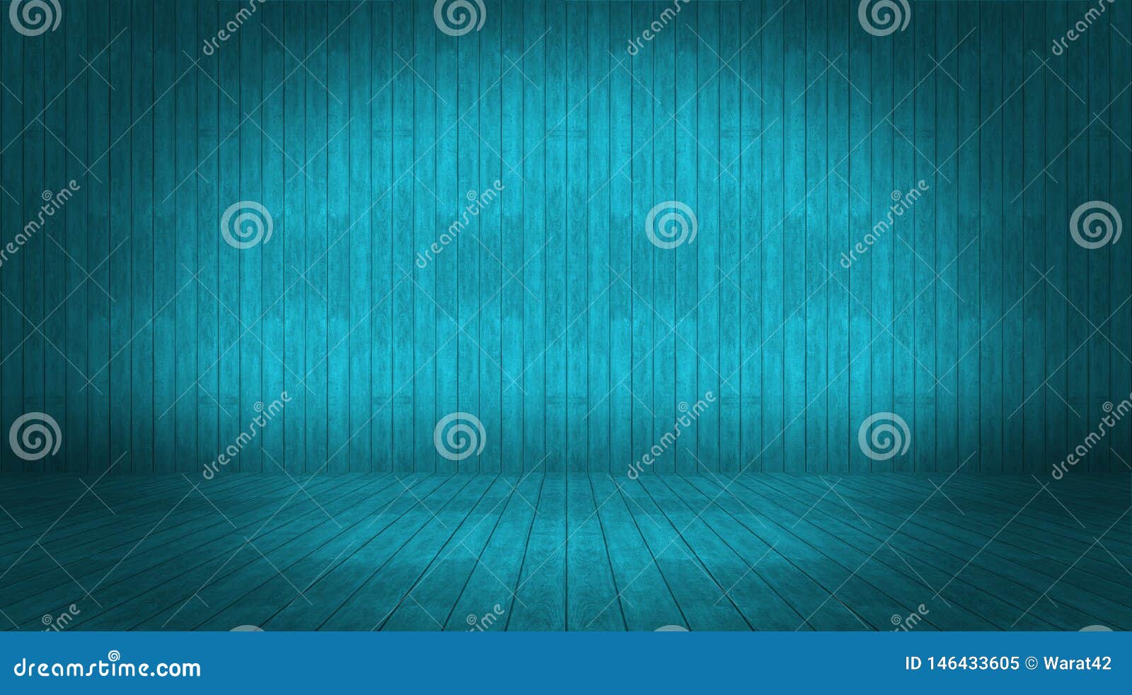 Blue Wall and Floor Wood Background Stock Illustration - Illustration
