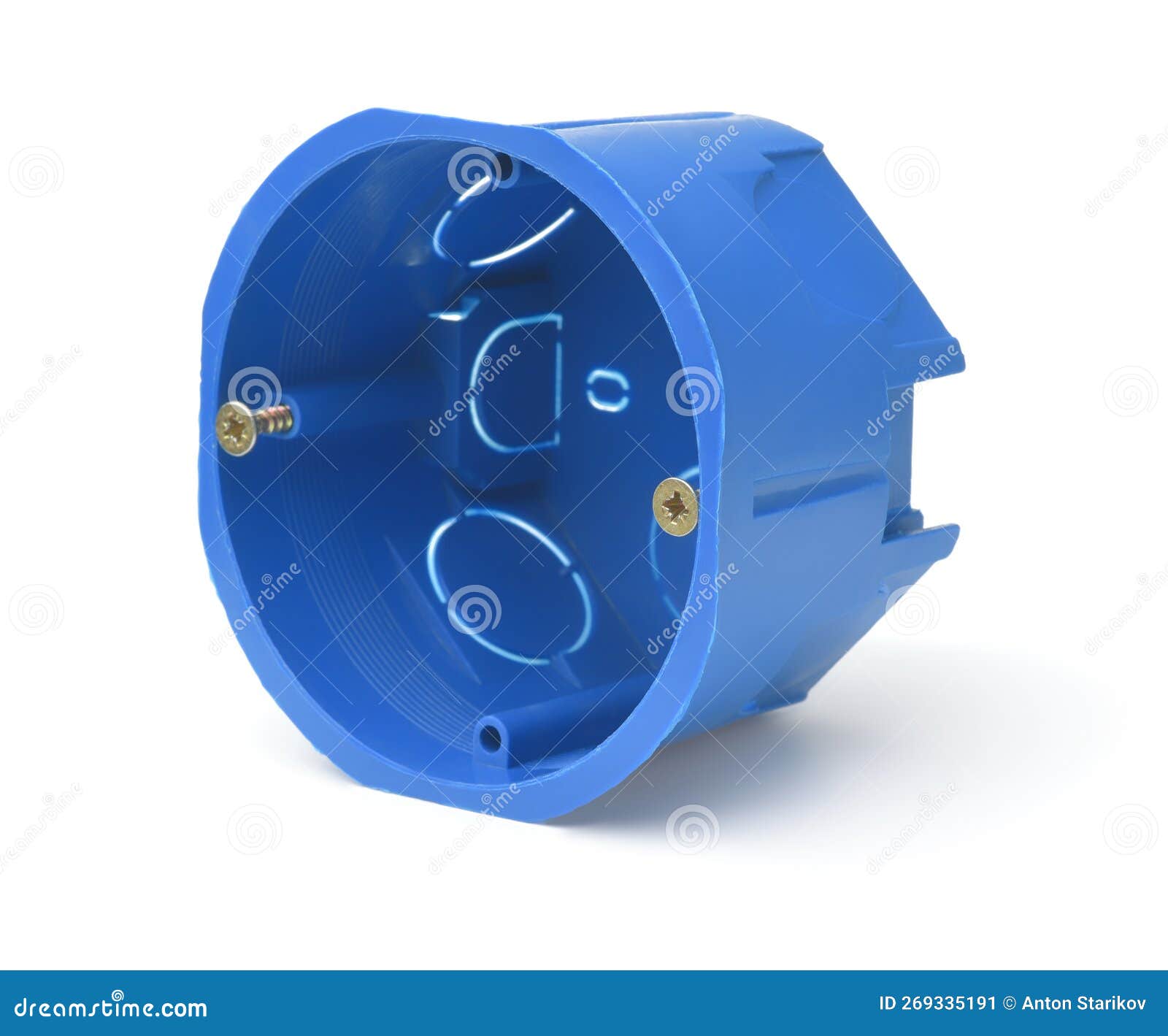 Blue Wallmounted Plastic Round Electrical Box Stock Image Image of