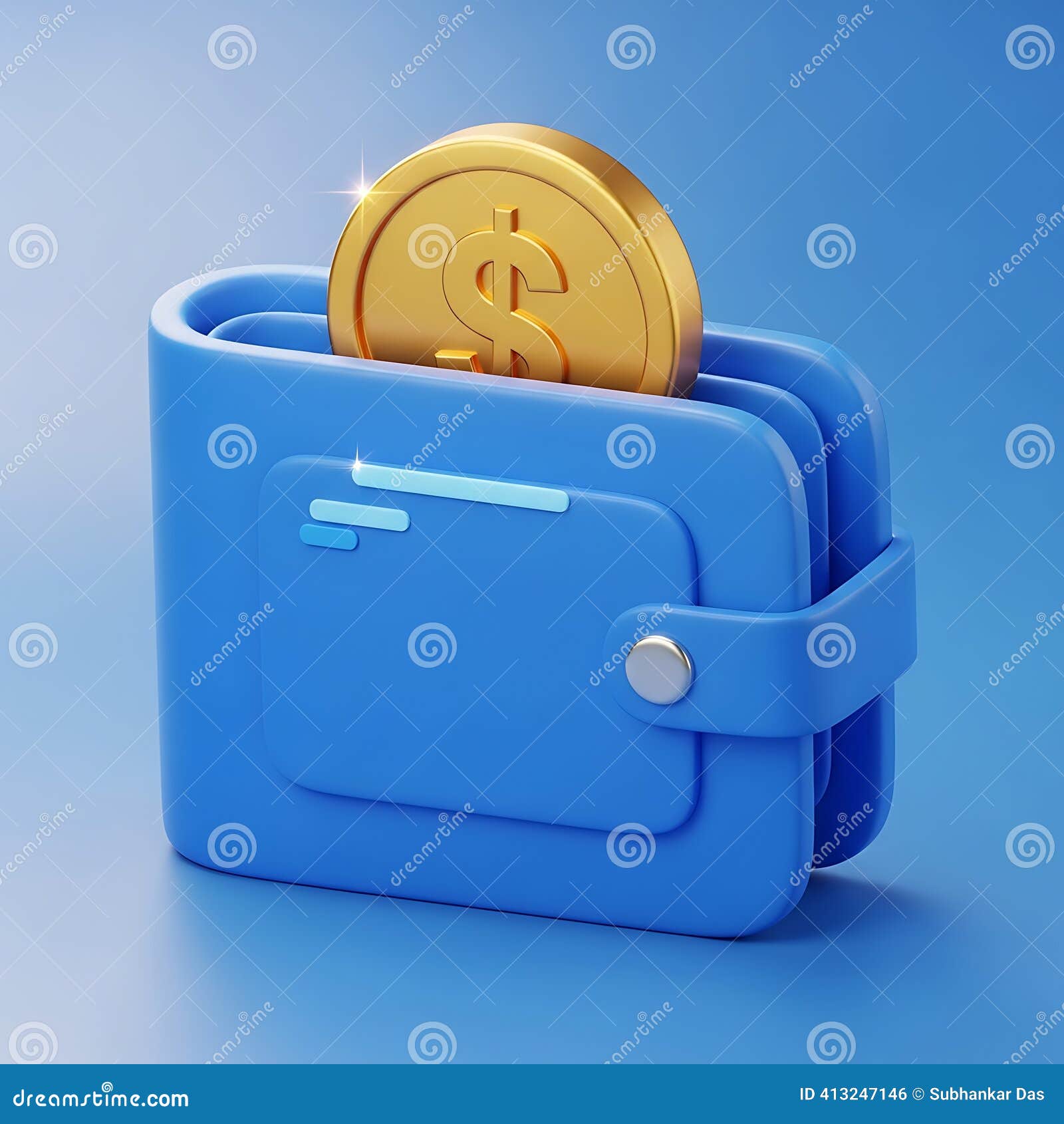 Blue Wallet with Golden Cryptocurrency Coin on Blue Background Stock  Illustration - Illustration of blockchain, concept: 413247146