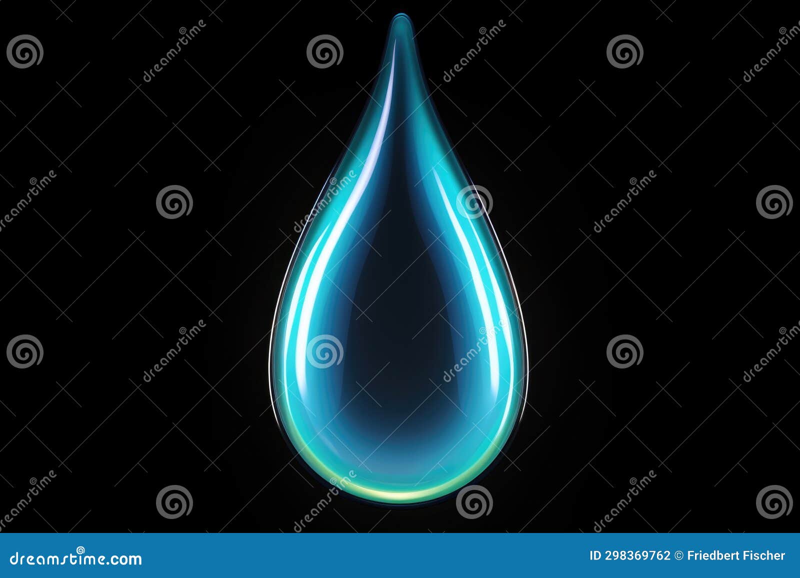 A Blue Water Drop on a Black Background Stock Illustration