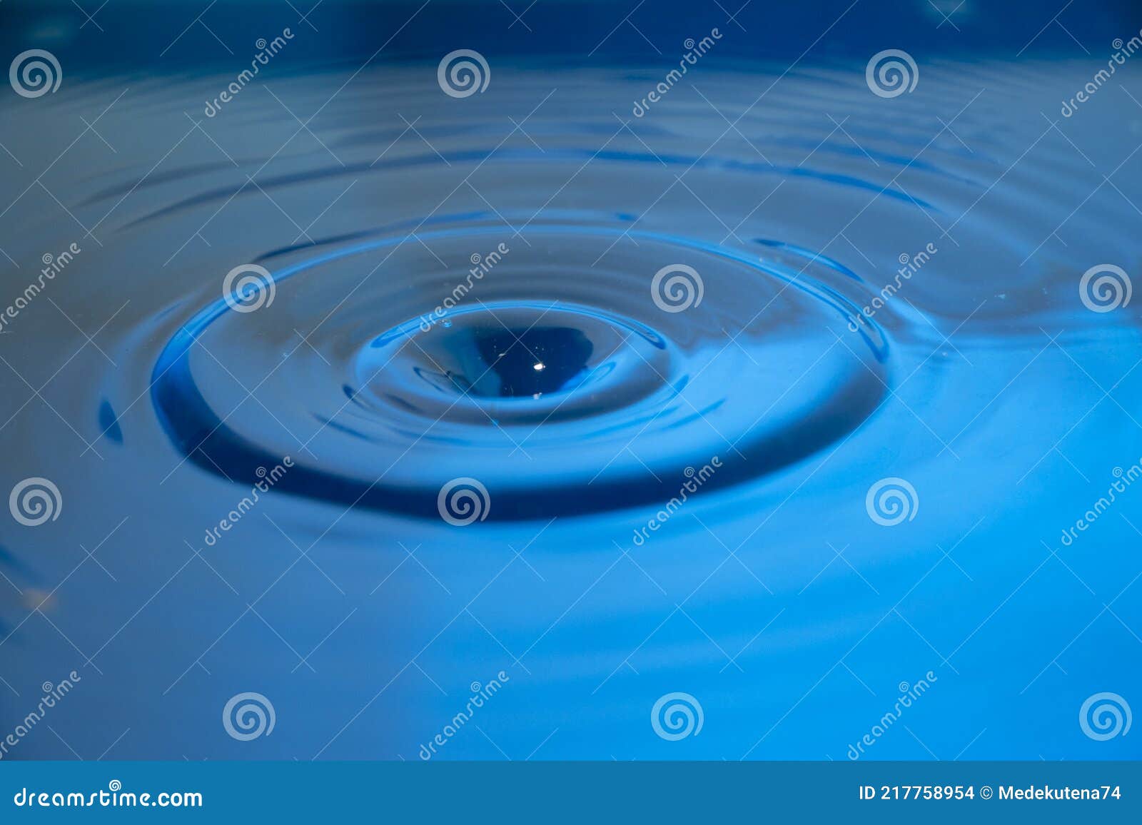 the blue water drop and water surface