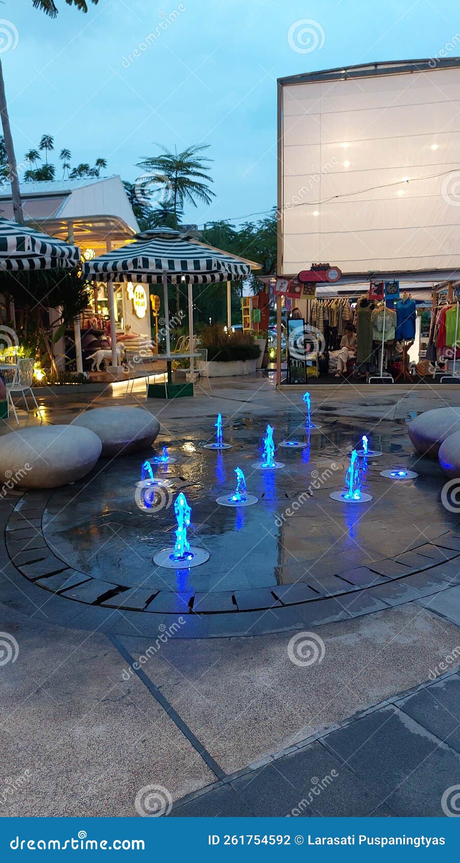 Blue Water Fountain in Store Stock Photo Image of fountain, water