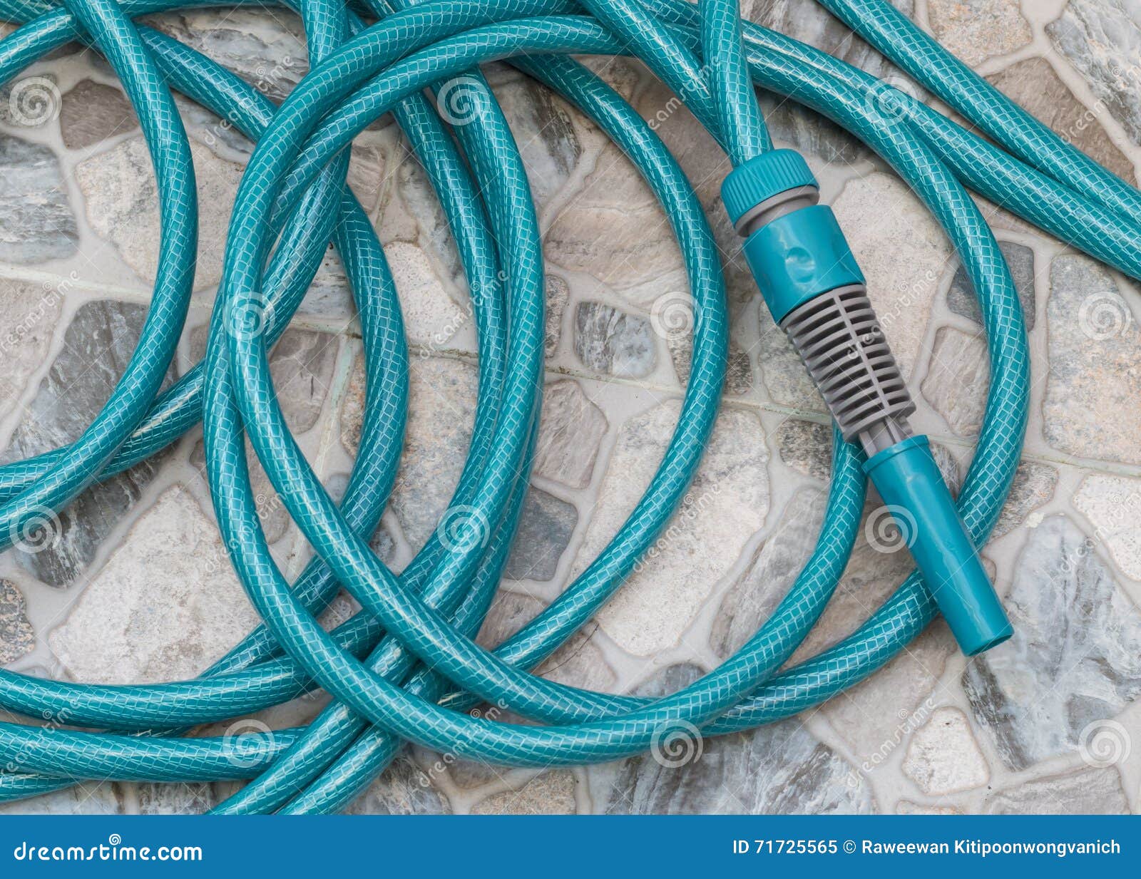 Blue water hose stock image. Image of roll, yard, equipment 71725565