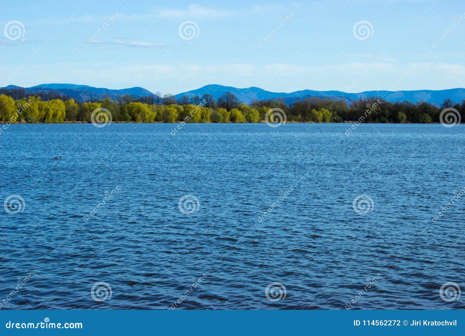 Blue Water In Lake Background Mountains Beskydy Stock Photo Image