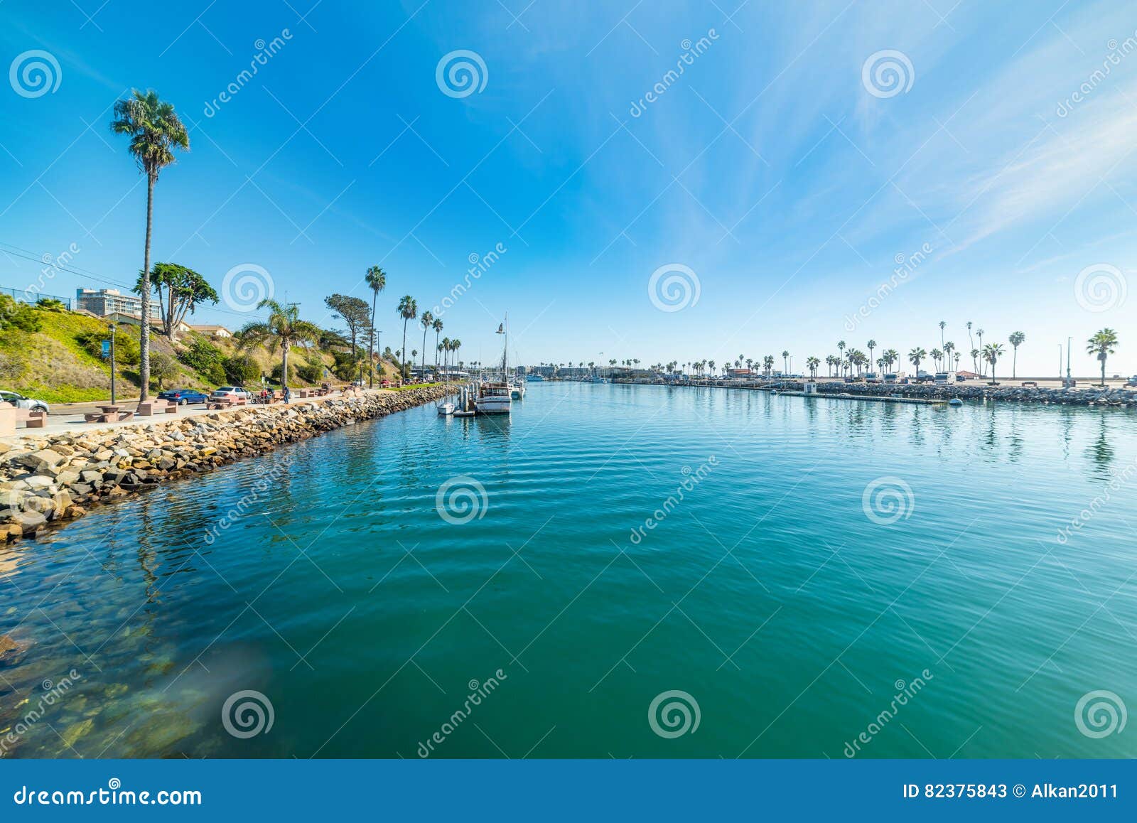 Blue Water in Oceanside Harbor Stock Image Image of pier, boat 82375843