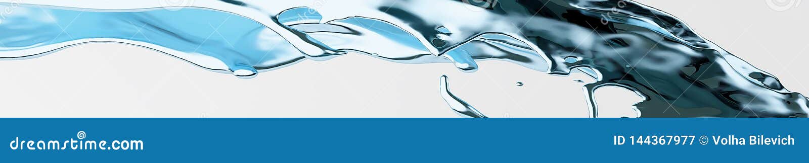 blue water waves. gorizontal panoramic view for kithen panel skinali. 3d render