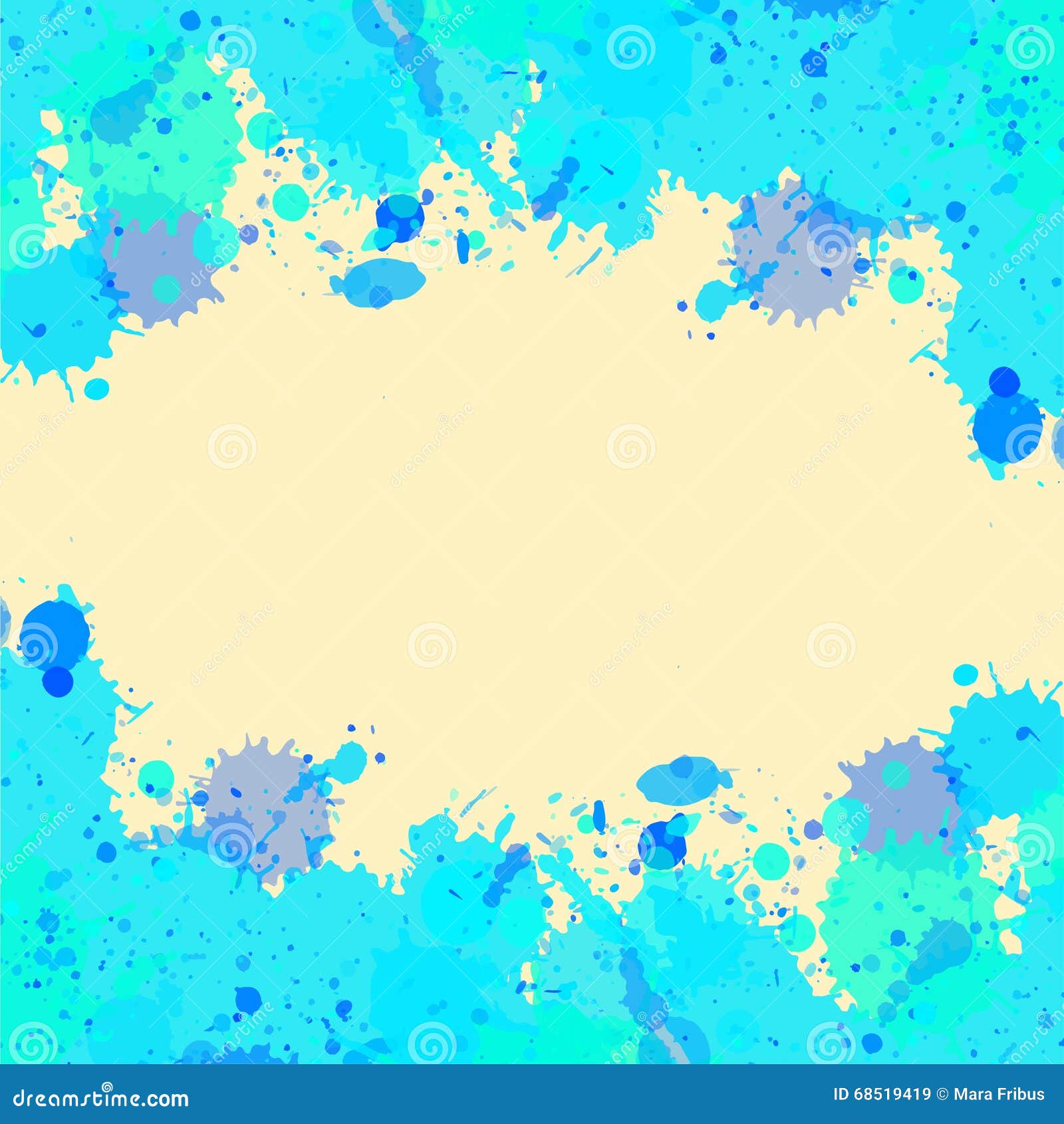 Blue Watercolor Paint Splashes Frame Stock Vector - Illustration of ...