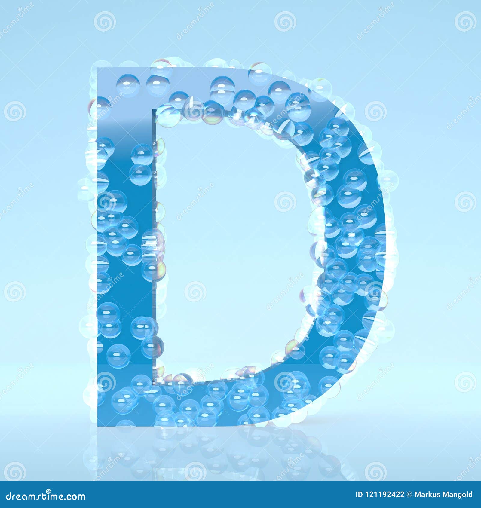 Blue Waterdrops Letter D Isolated on Light Blue Background Stock ...