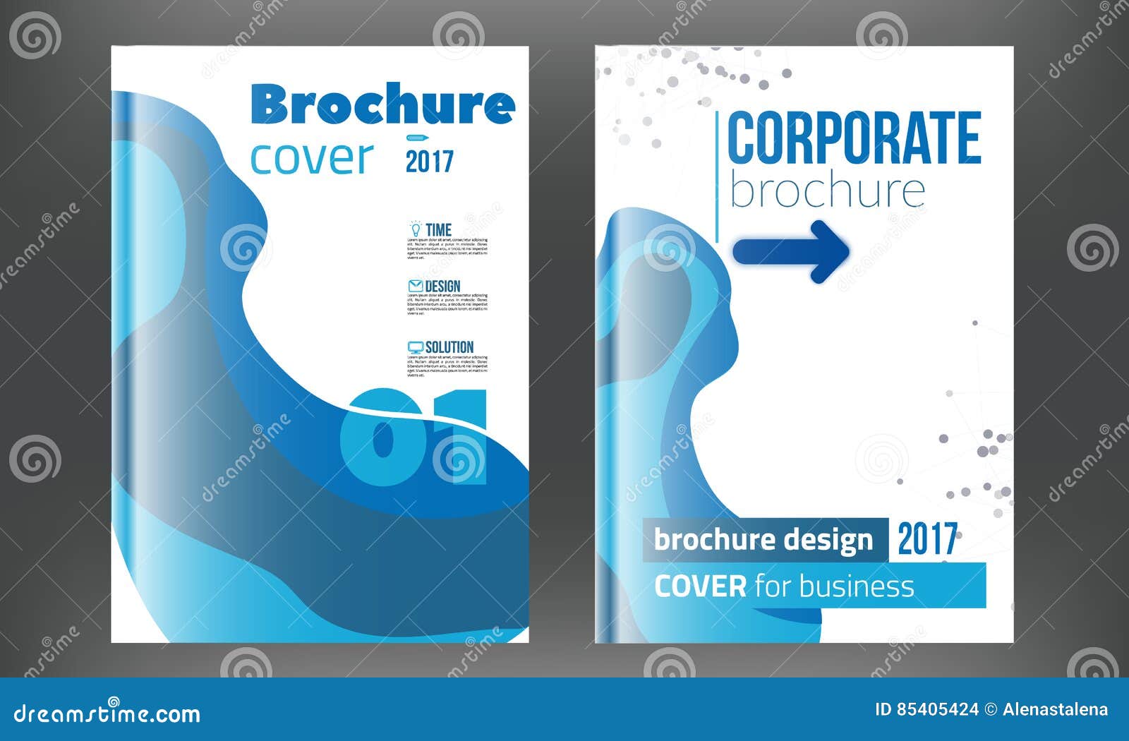 Blue Wave Shape Brochure Template Set Flyer Background Design In Size With Space Stock Vector Illustration Of Cover Abstract
