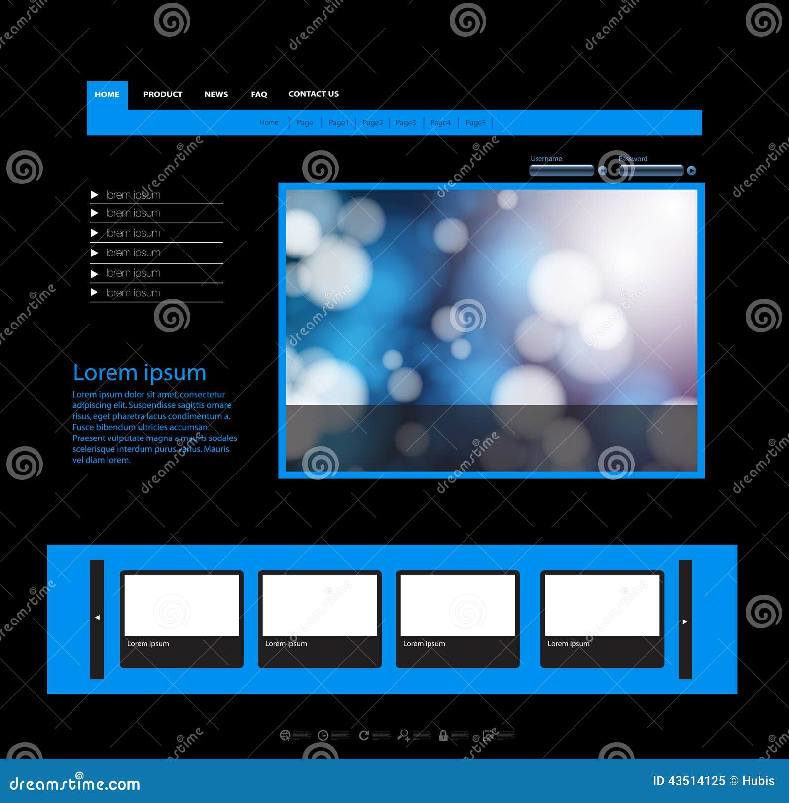 Blue Website Template stock illustration. Illustration of webdesign