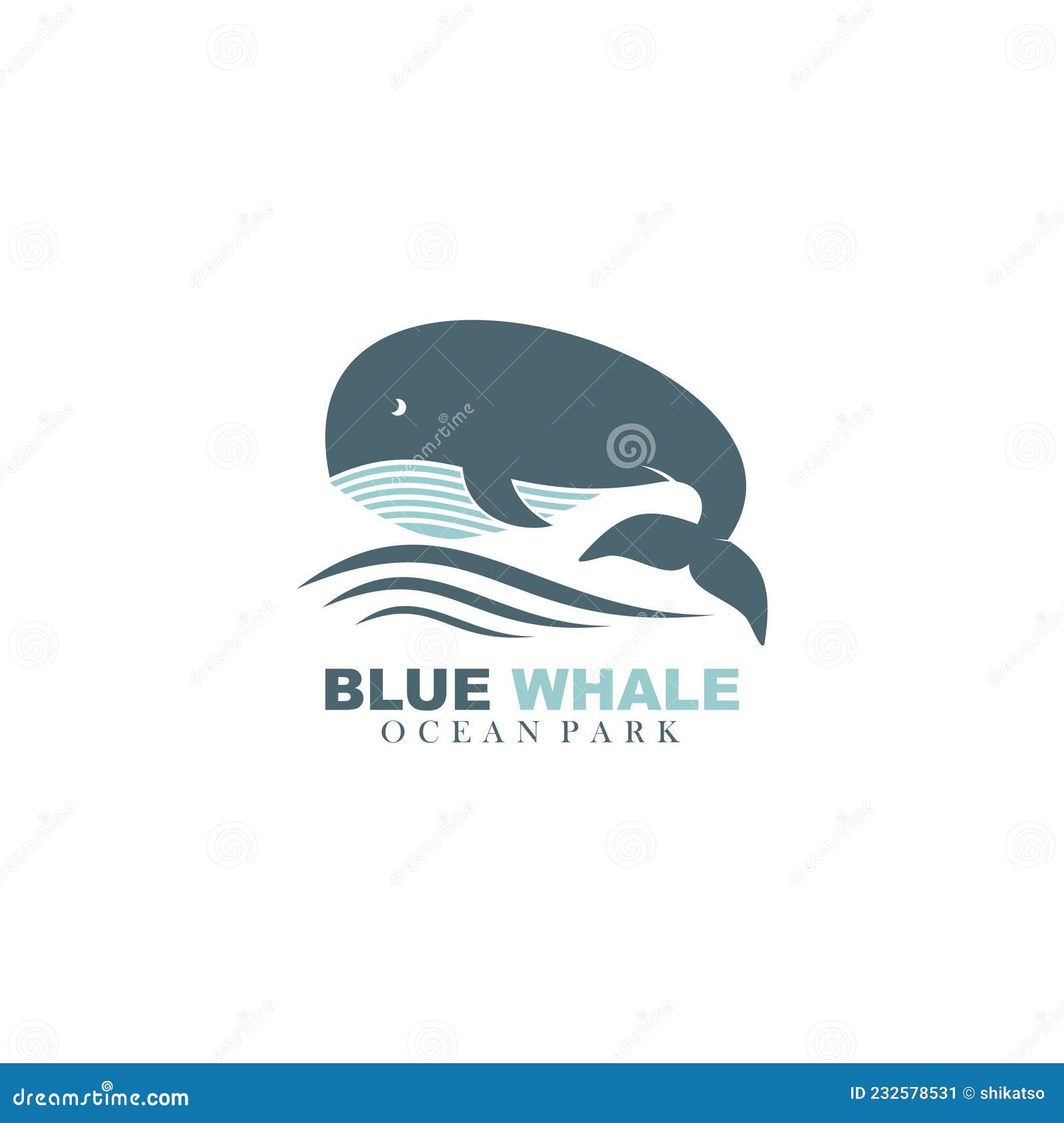 Blue Whale Ocean Park Vector Logo Design Stock Vector Illustration of
