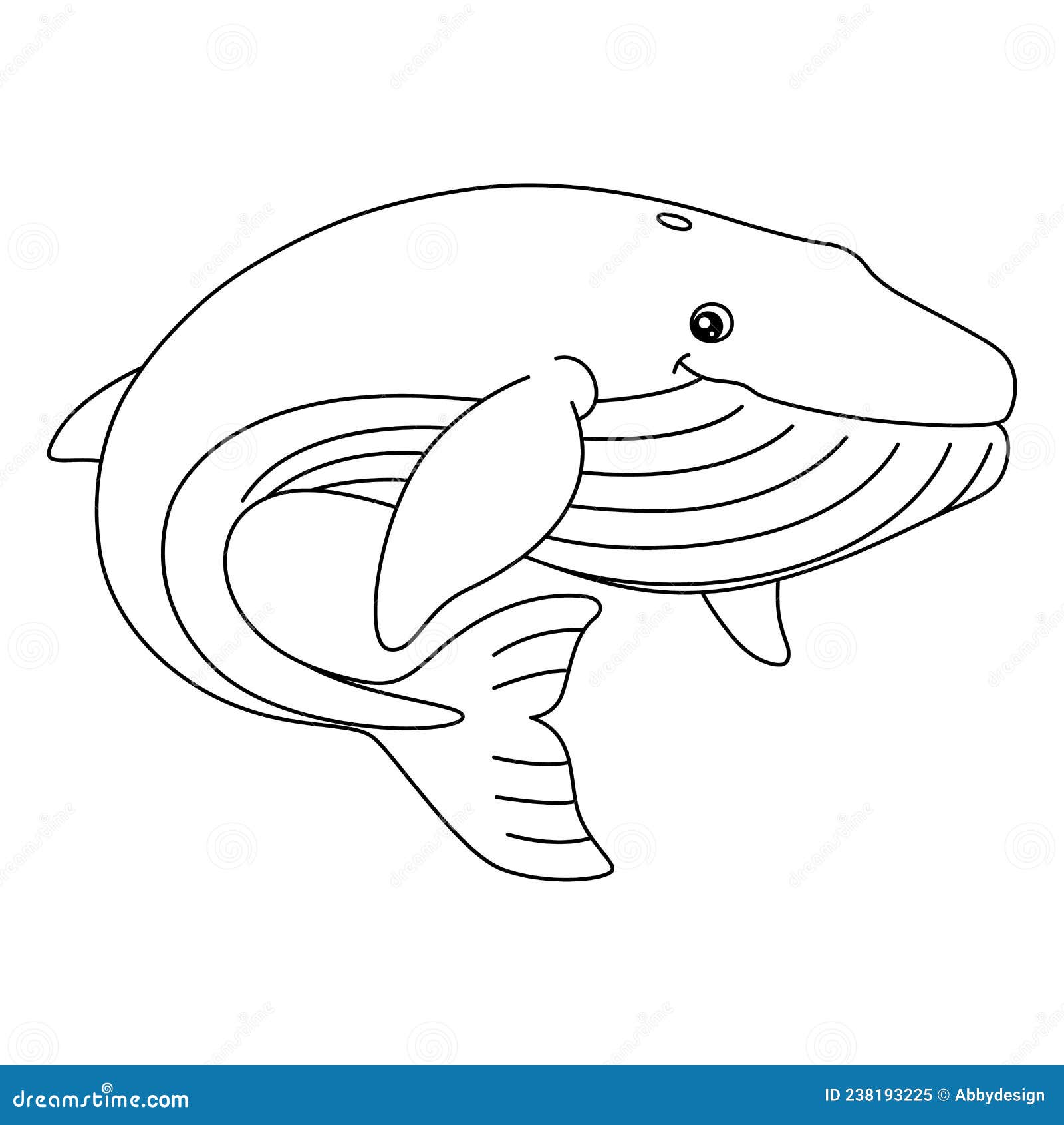 Blue Whale Coloring Page Isolated for Kids Stock Vector - Illustration ...